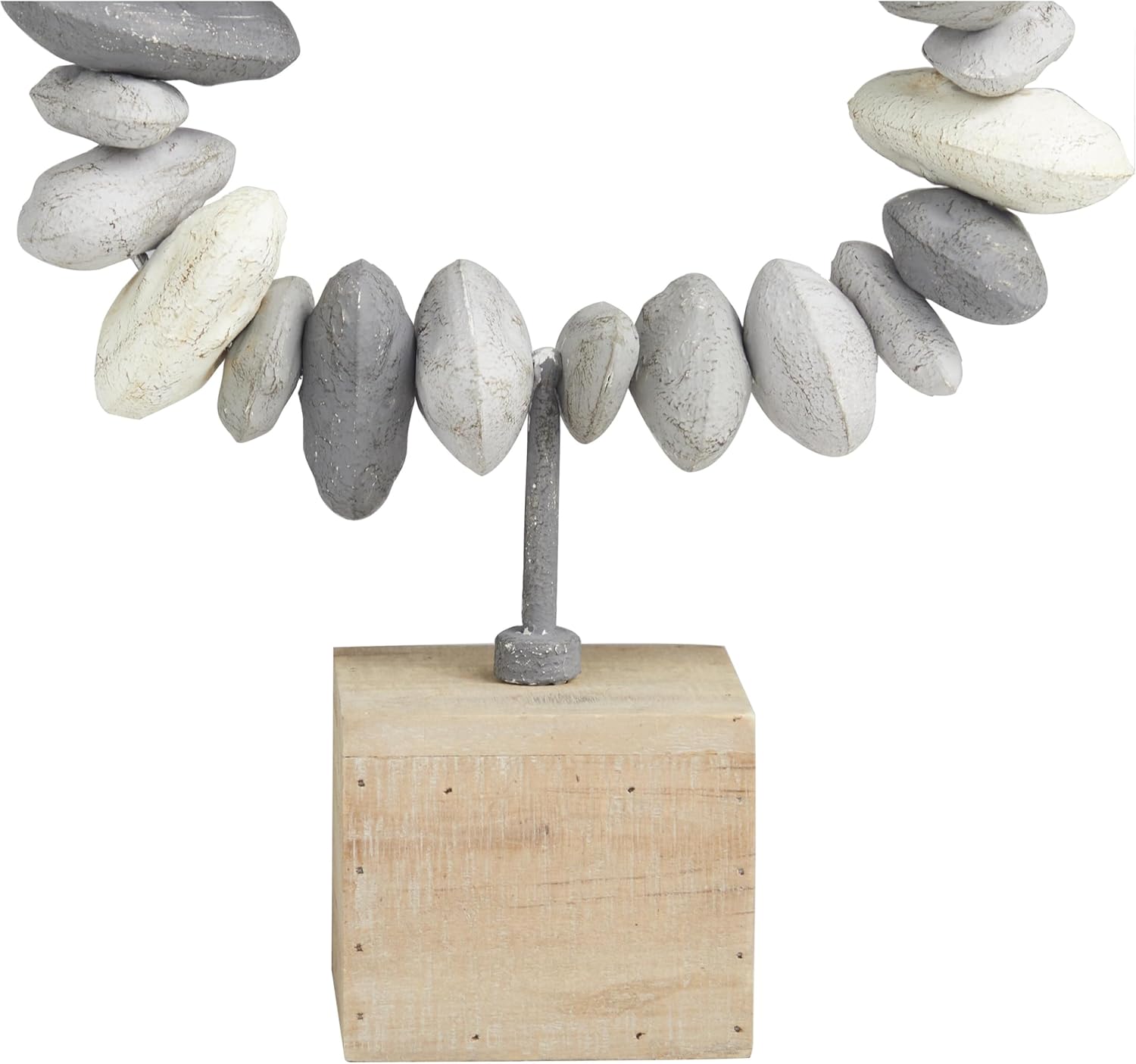 Deco 79 Gray Metal Abstract Sculpture with Wooden Base