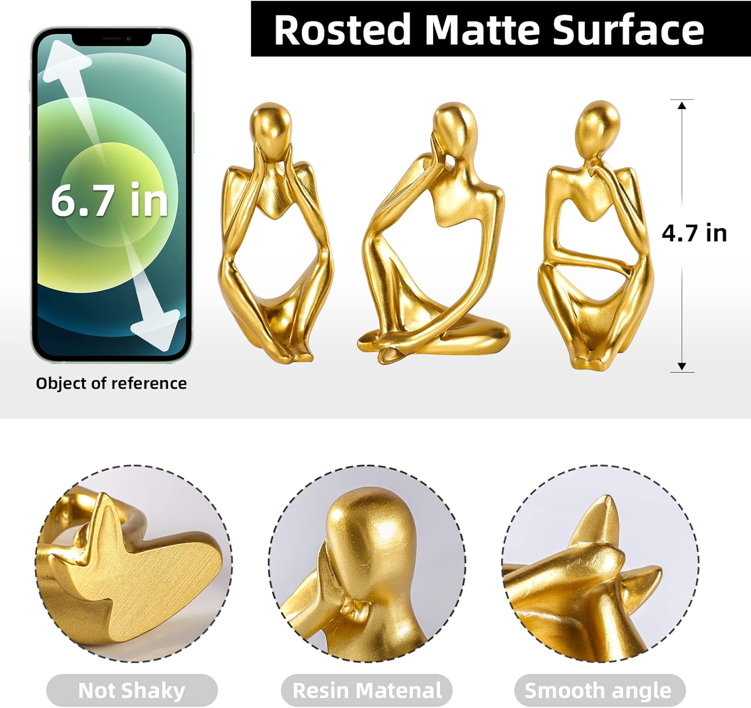 Abstract Thinker Statue Gold Resin Home Decor