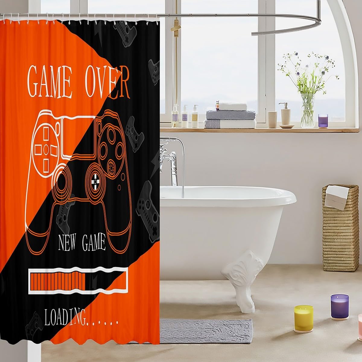 Feelyou Kids Gamer Shower Curtain Set 72x78 1