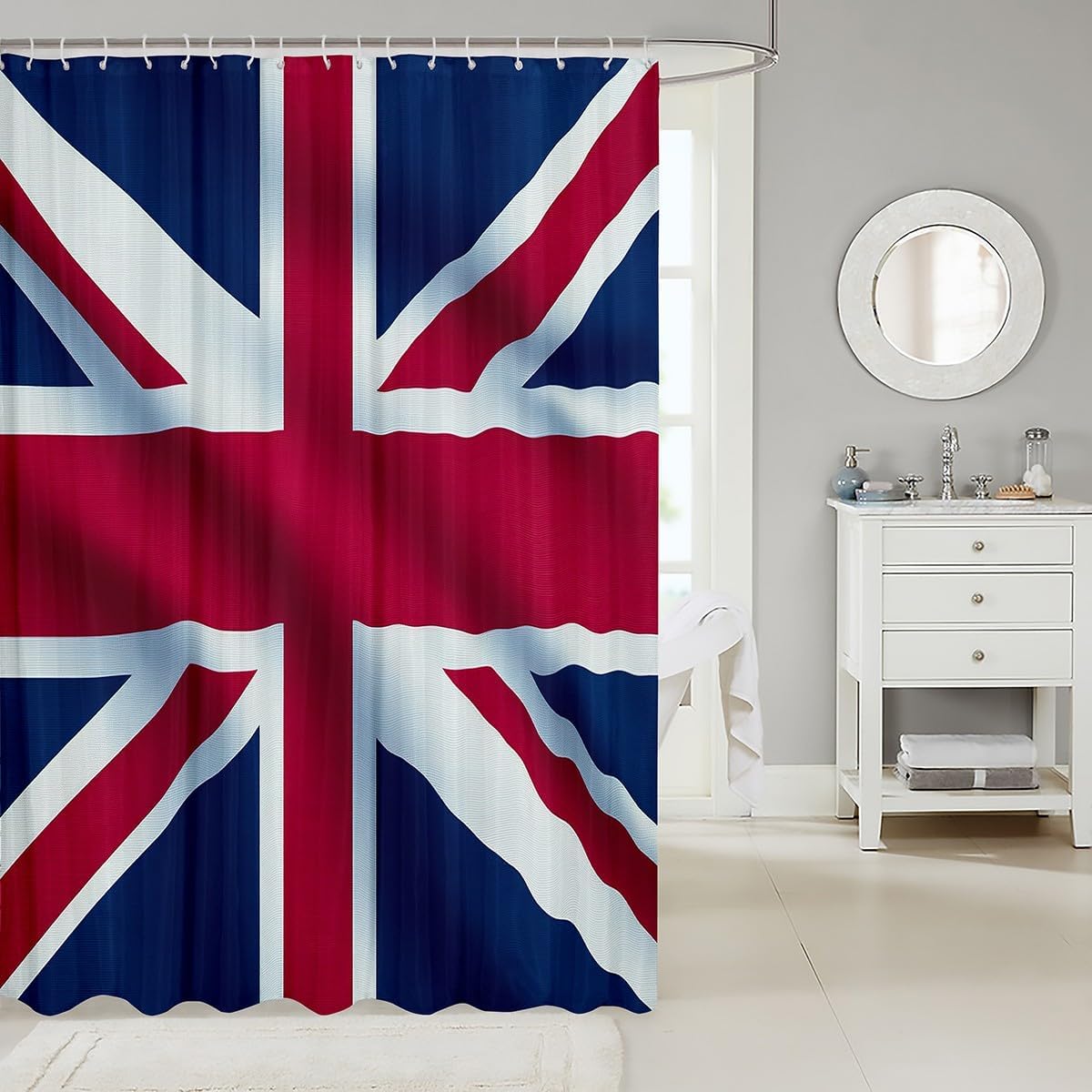 Erosebridal Union Jack Shower Curtain Set 72x84 1
