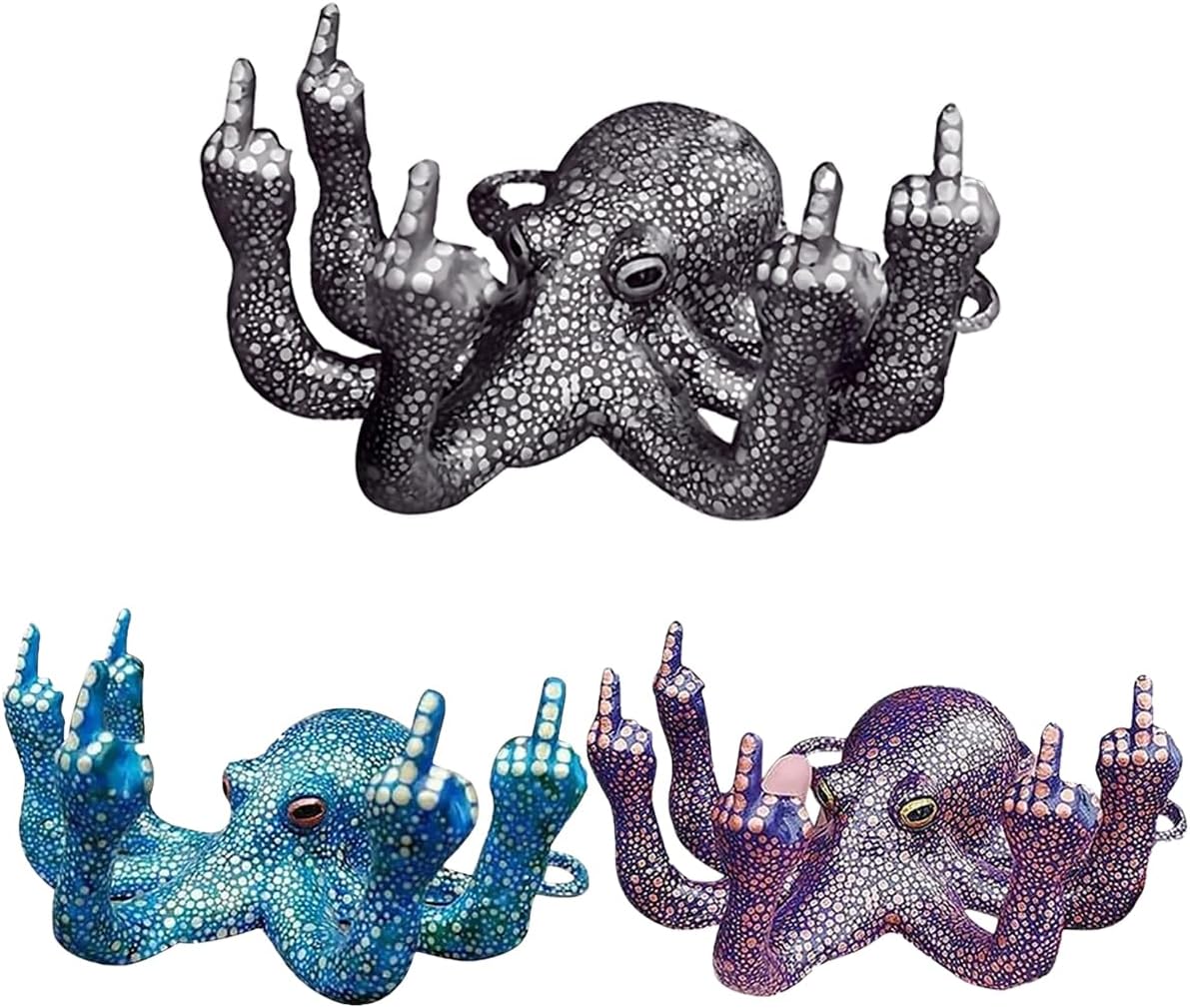 Kudriod Octopus Statue Black Resin Home Office Decor