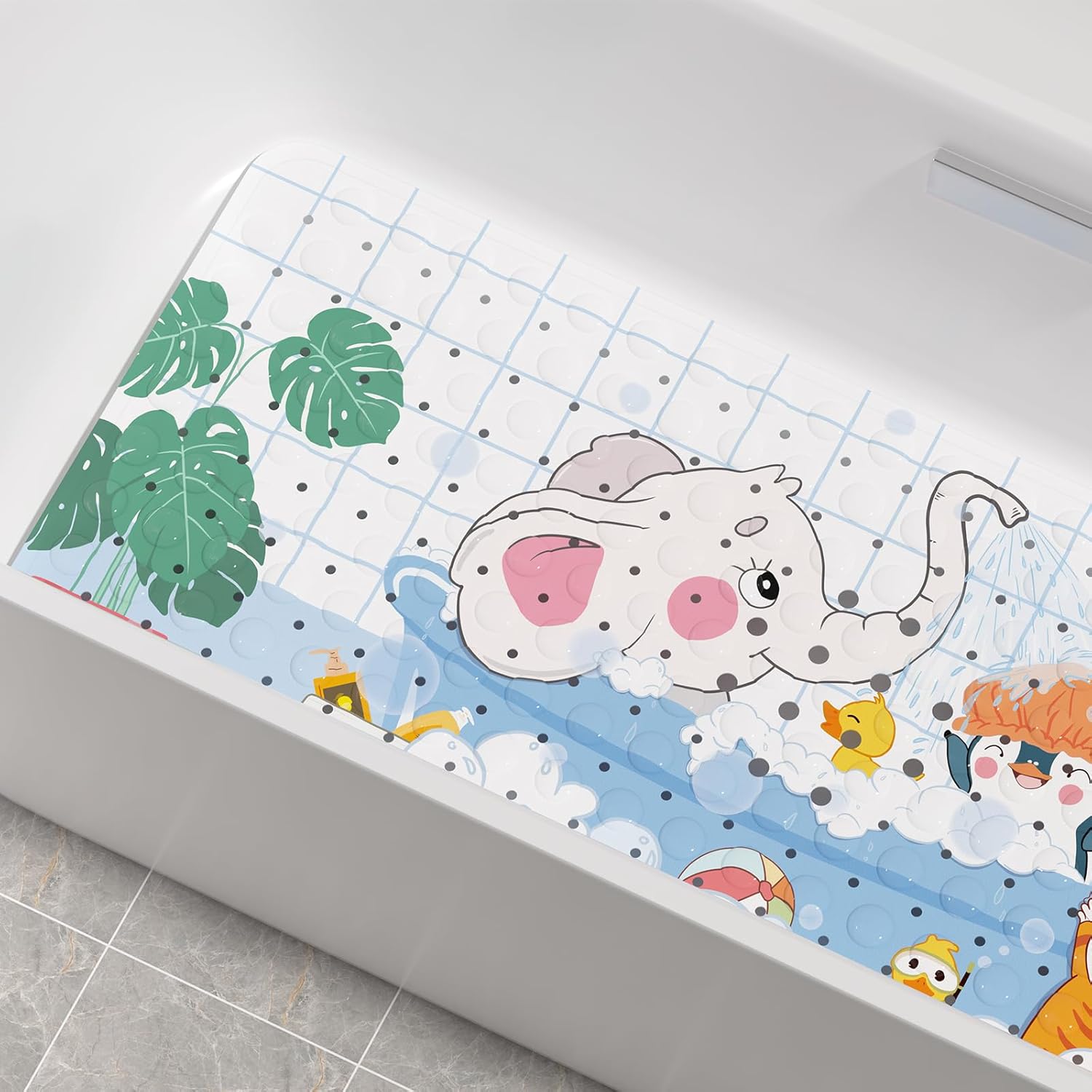 AmazerBath Baby Bath Mat with Suction Cups and Cartoon Design