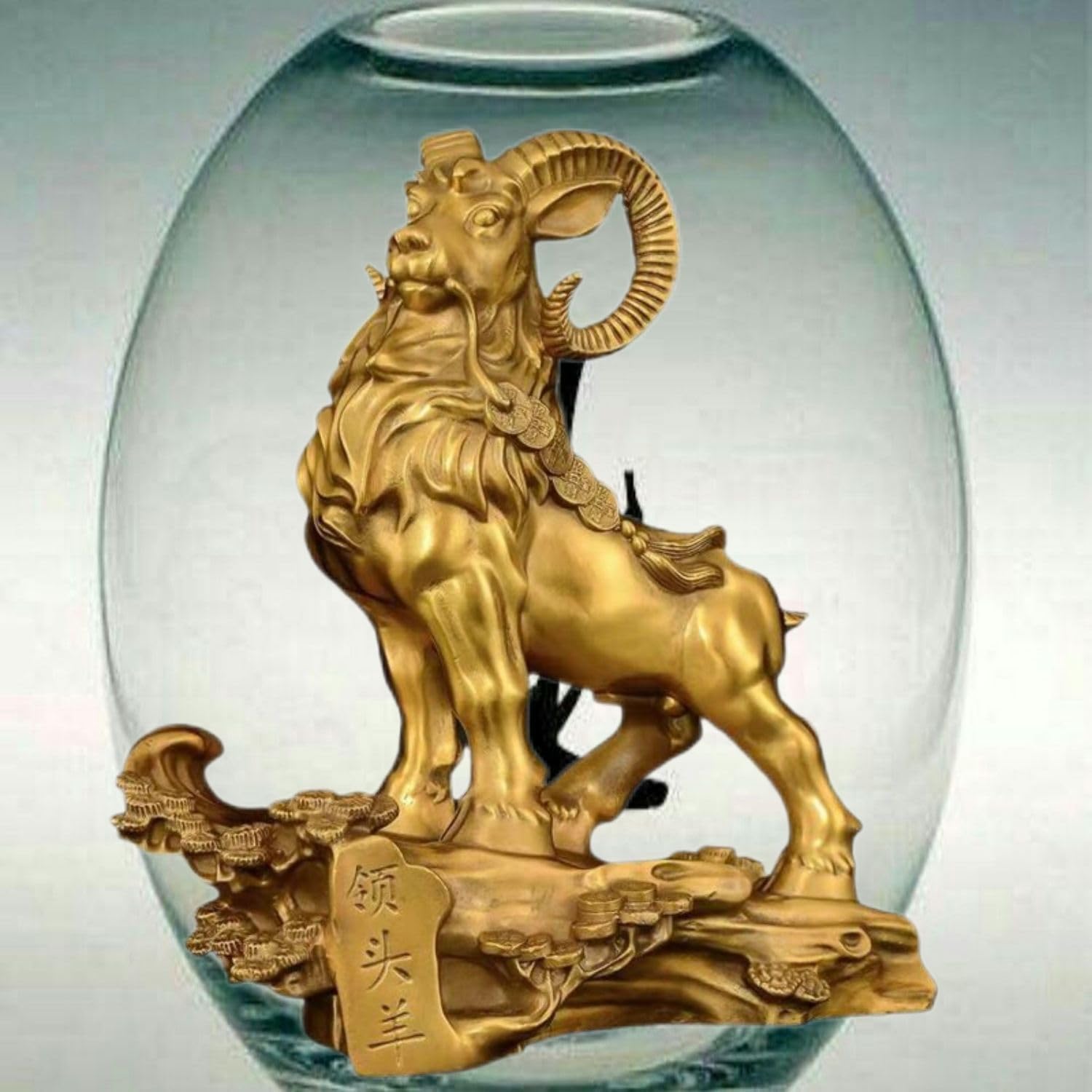 Ecqizer Feng Shui Lucky Sheep Figurine Zodiac Home Office Decoration
