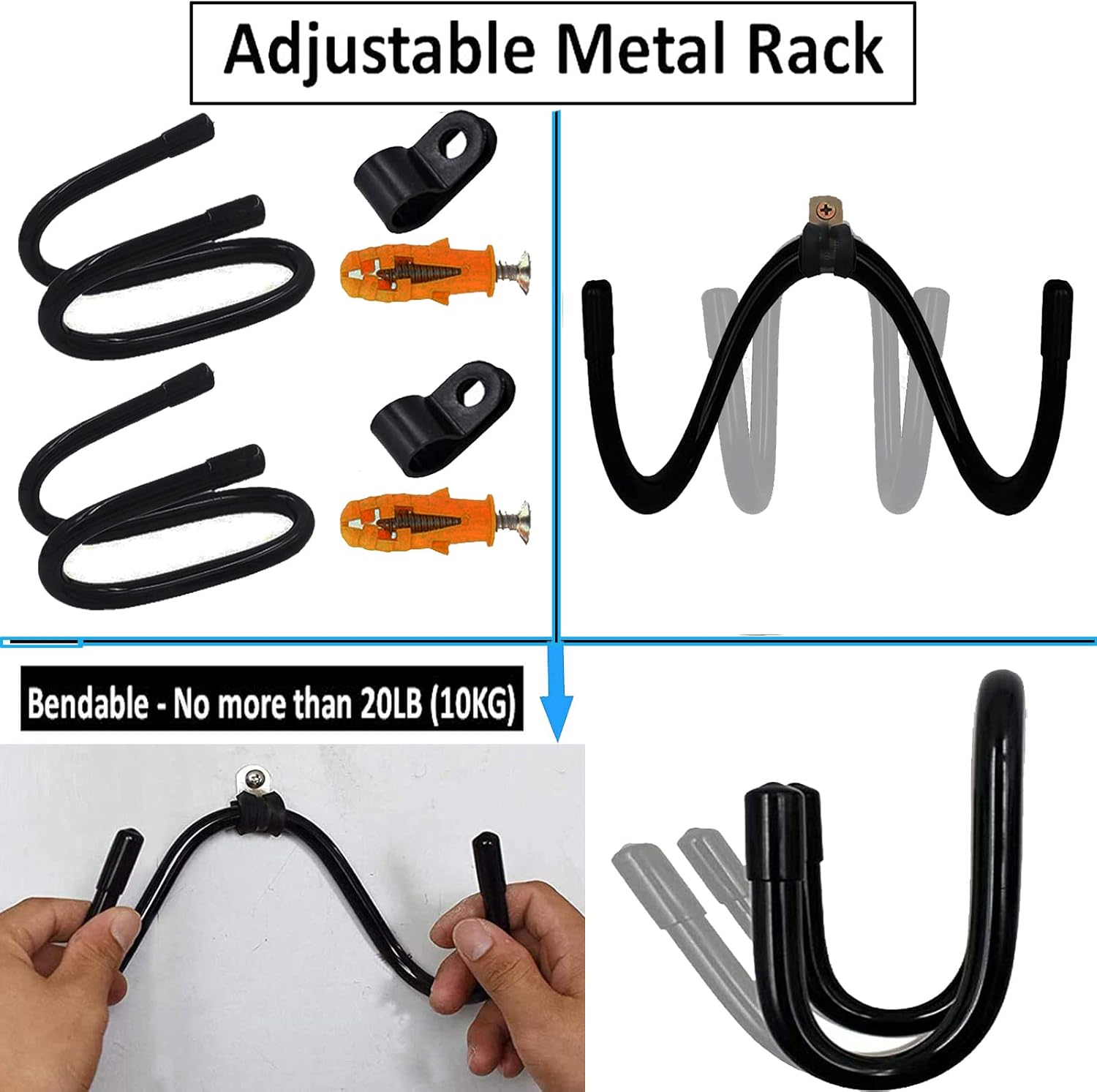 AUXPhome Wall Mount Towel Rack 2PK Black