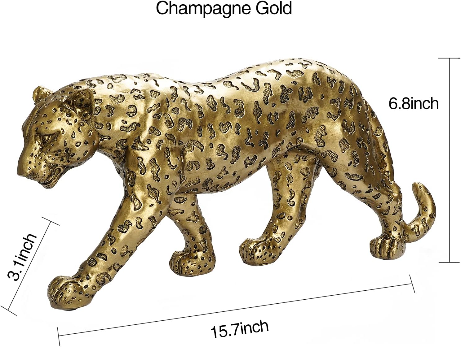 Cheetah Statue Home Decor Resin Sitting Figurine Gold Silver