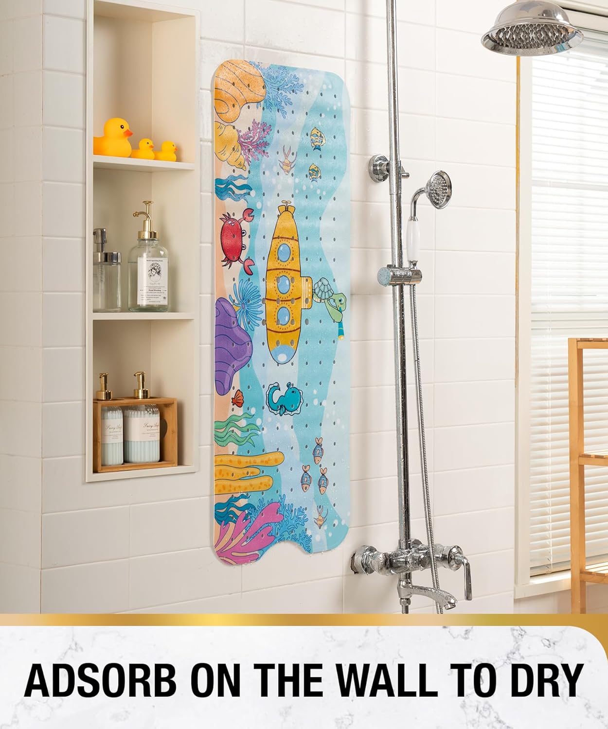 HITSLAM Baby Bath Mat with Suction Cups and Drain Holes