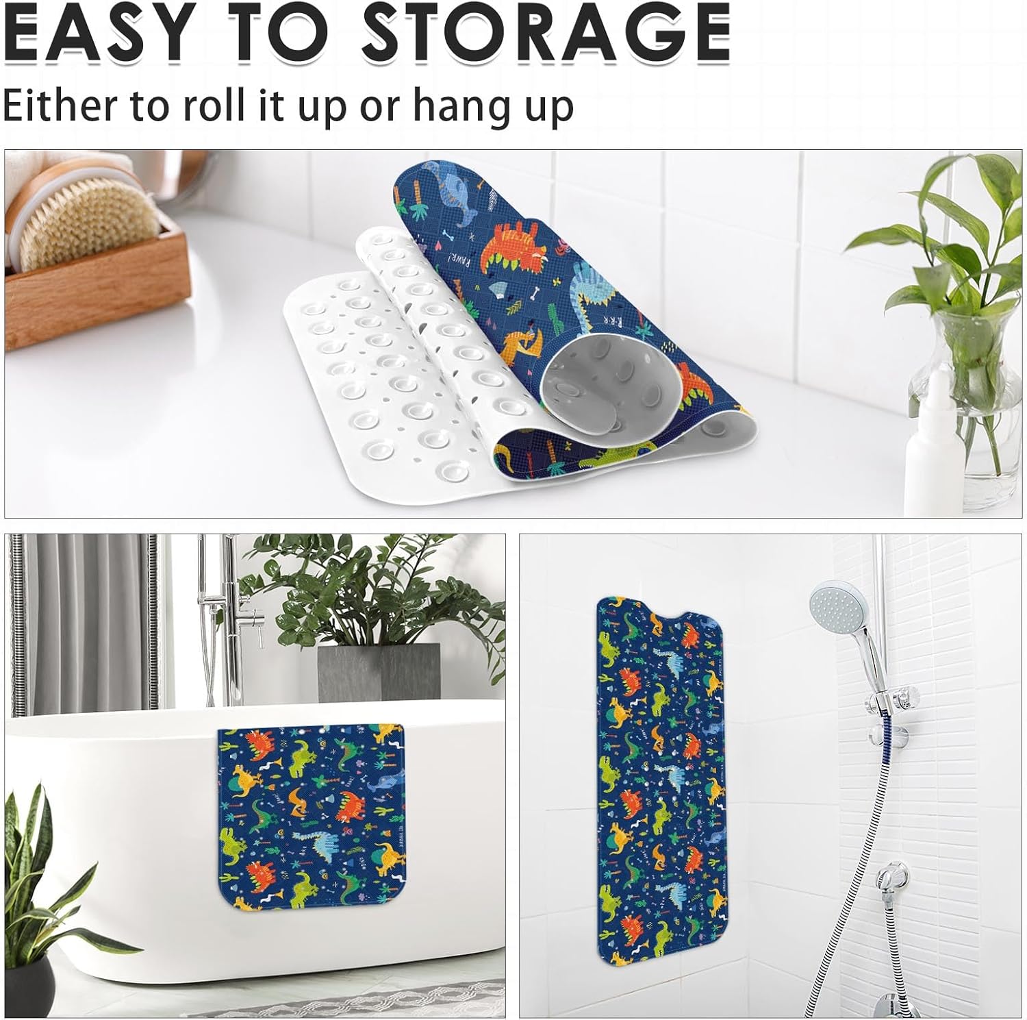 Britown Baby Bath Mat with Dino Design 40x16 Inch