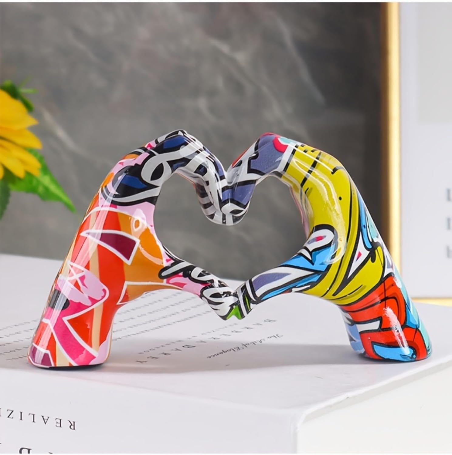 Personalized Graffiti Heart Decor Figurine for Home and Office