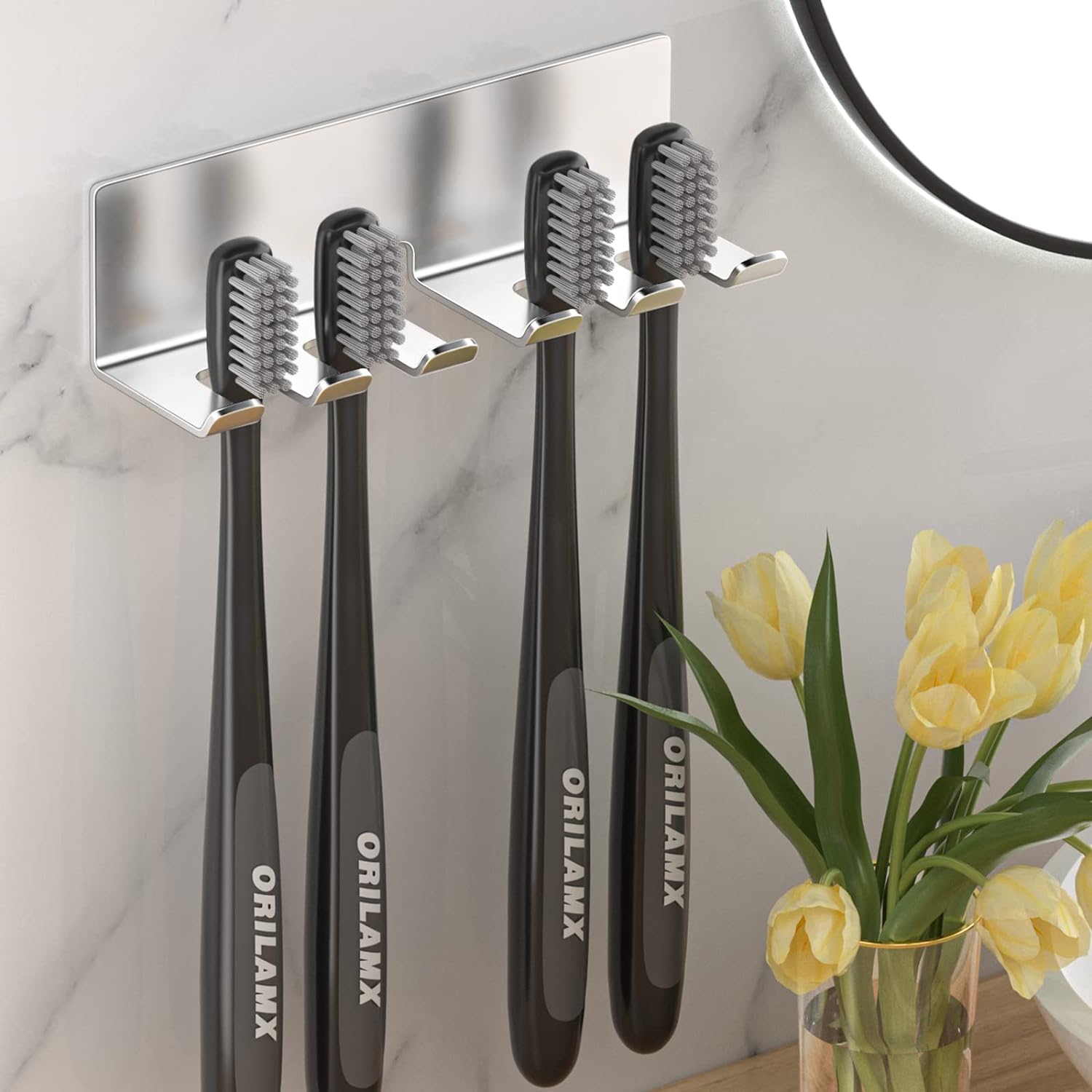 Electric Toothbrush Holder - 5 Slots SUS304 Stainless Steel Wall Mounted