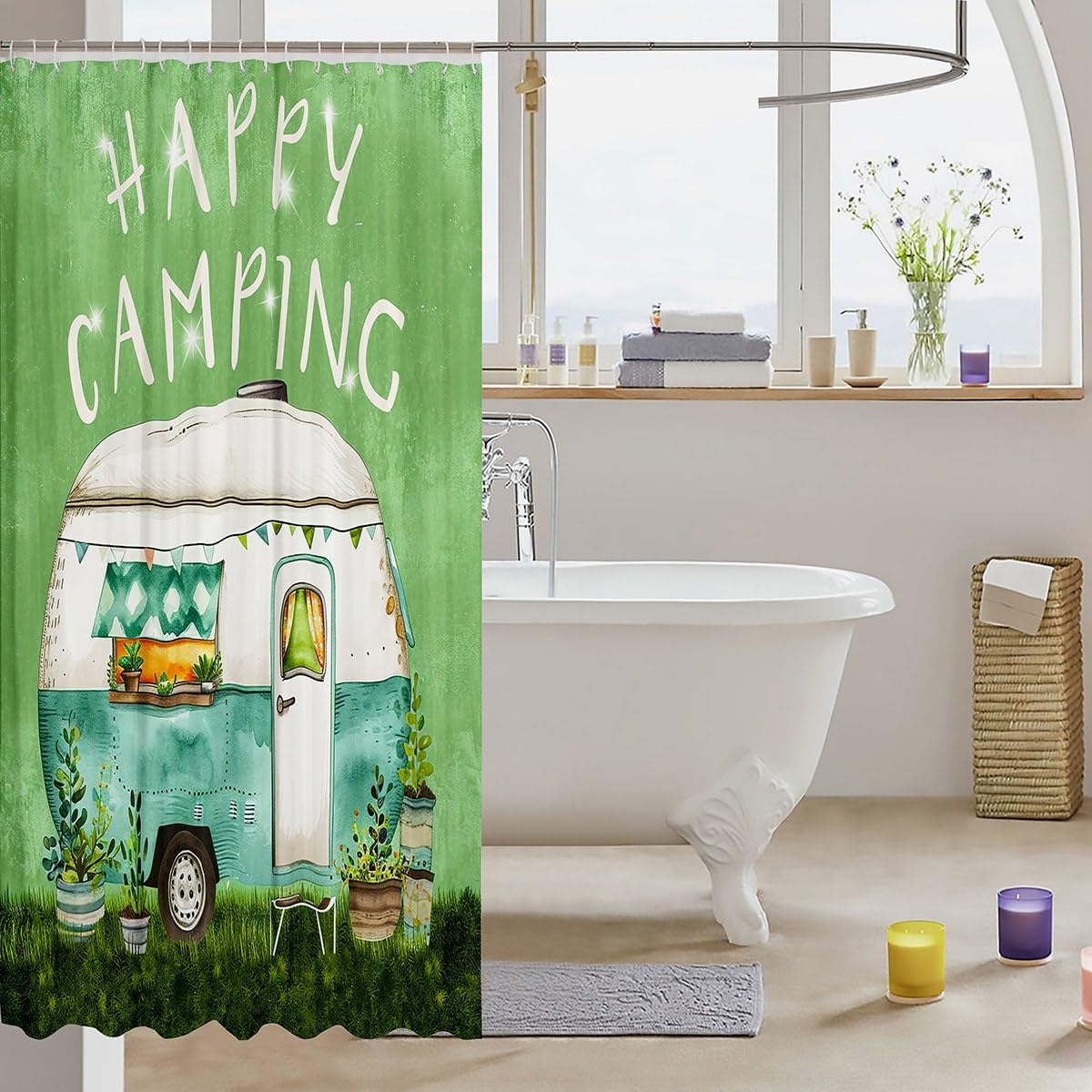 Erosebridal 72x72 Waterproof Travel Shower Curtain Set
