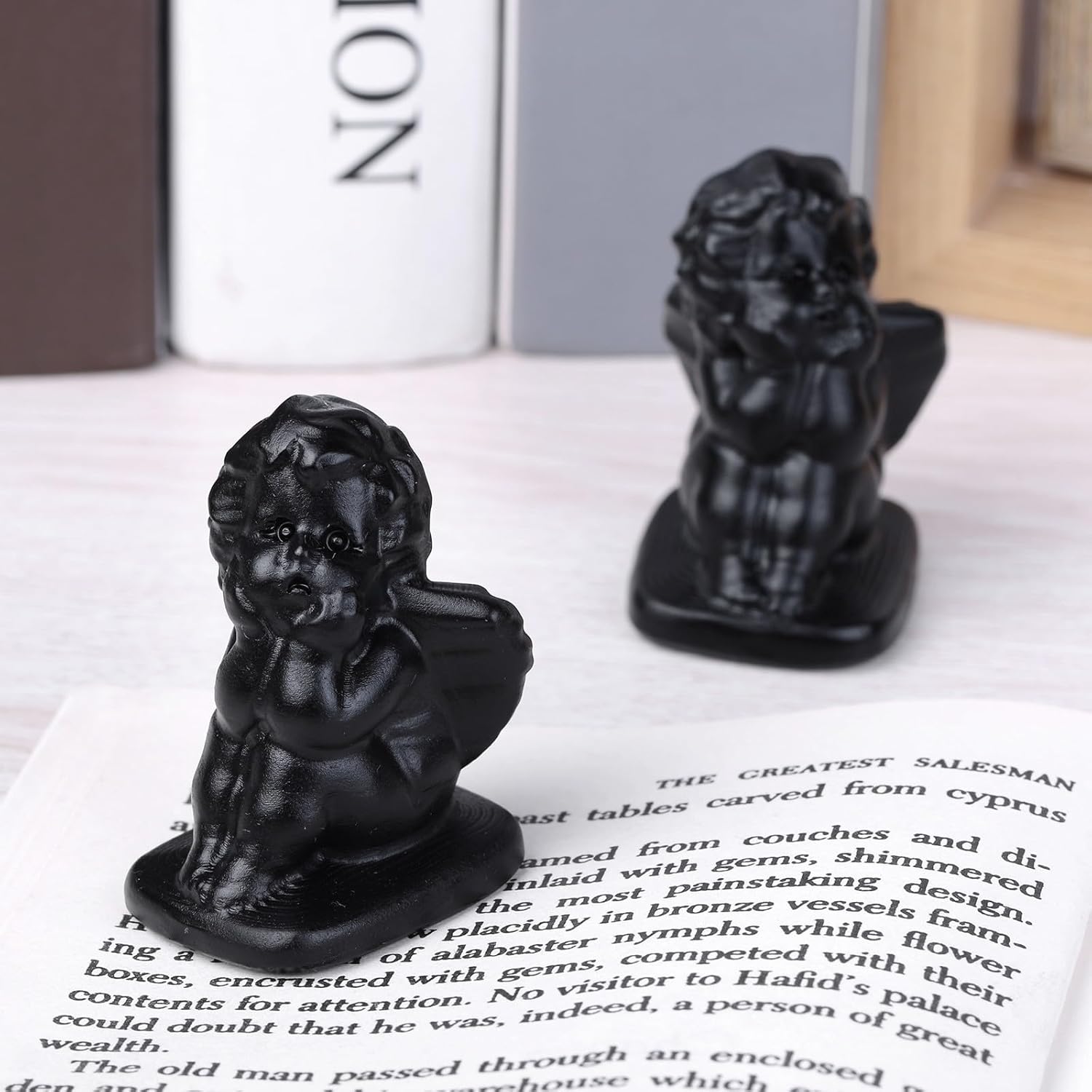 Rockcloud Black Obsidian Angel Stone Figurine