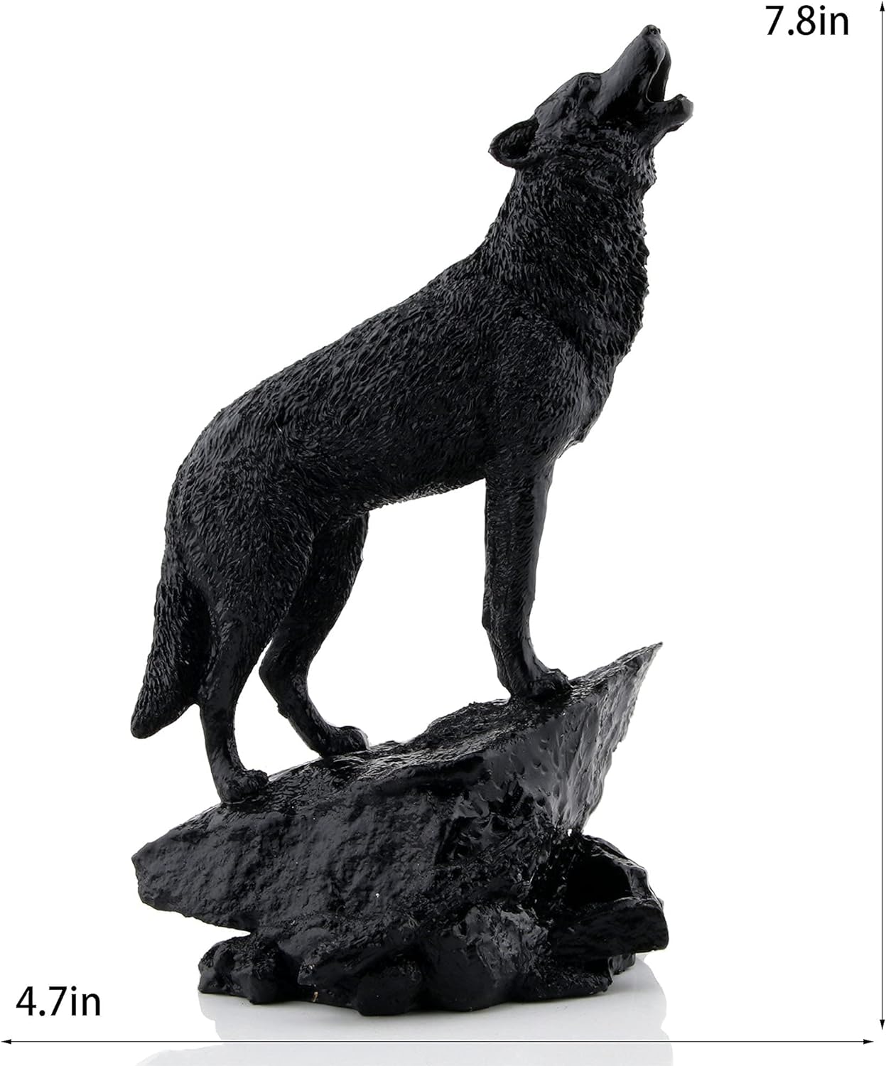 Wisifayardin Black Wolf Wildlife Howling Wolf Statue