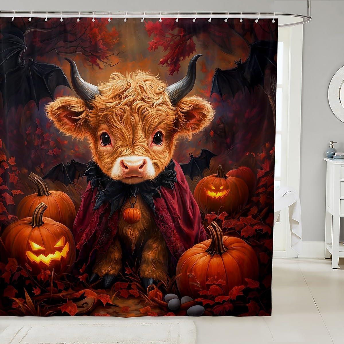 Erosebridal Halloween Pumpkin Shower Curtain Set 72x72