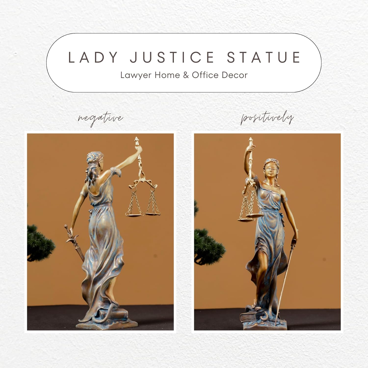 Bronze Lady Justice Statue 11-Inch Sculpture for Lawyers