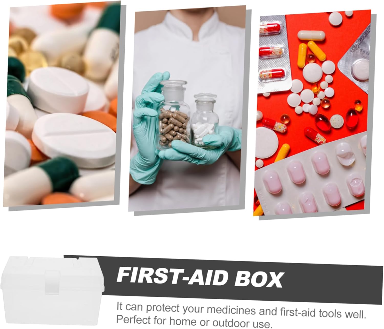 FRCOLOR Portable Medicine Cabinet with Buckle Design
