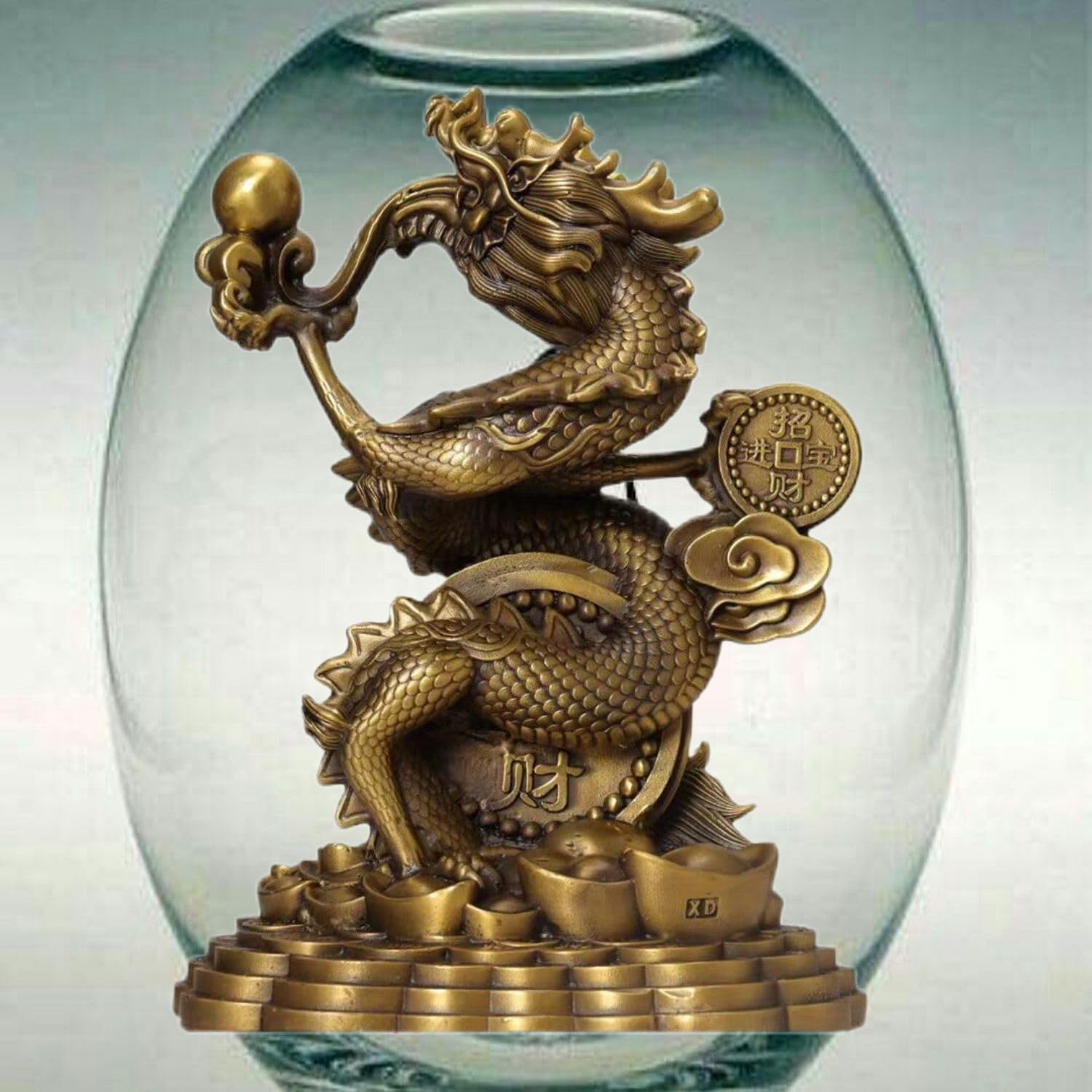 Ecqizer Wealth Dragon Feng Shui Decor Statue 1
