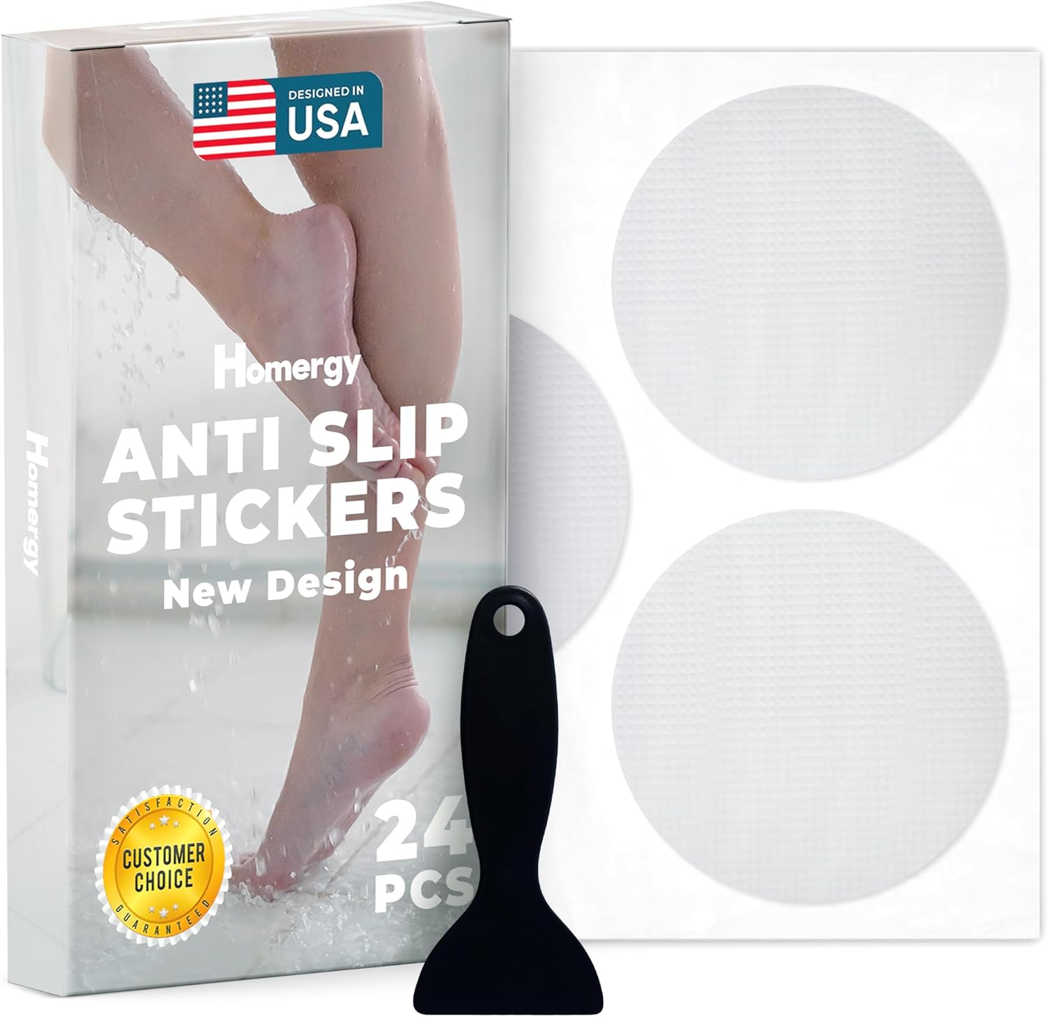 Homergy Anti-Slip Bath Stickers 24PCS Clear
