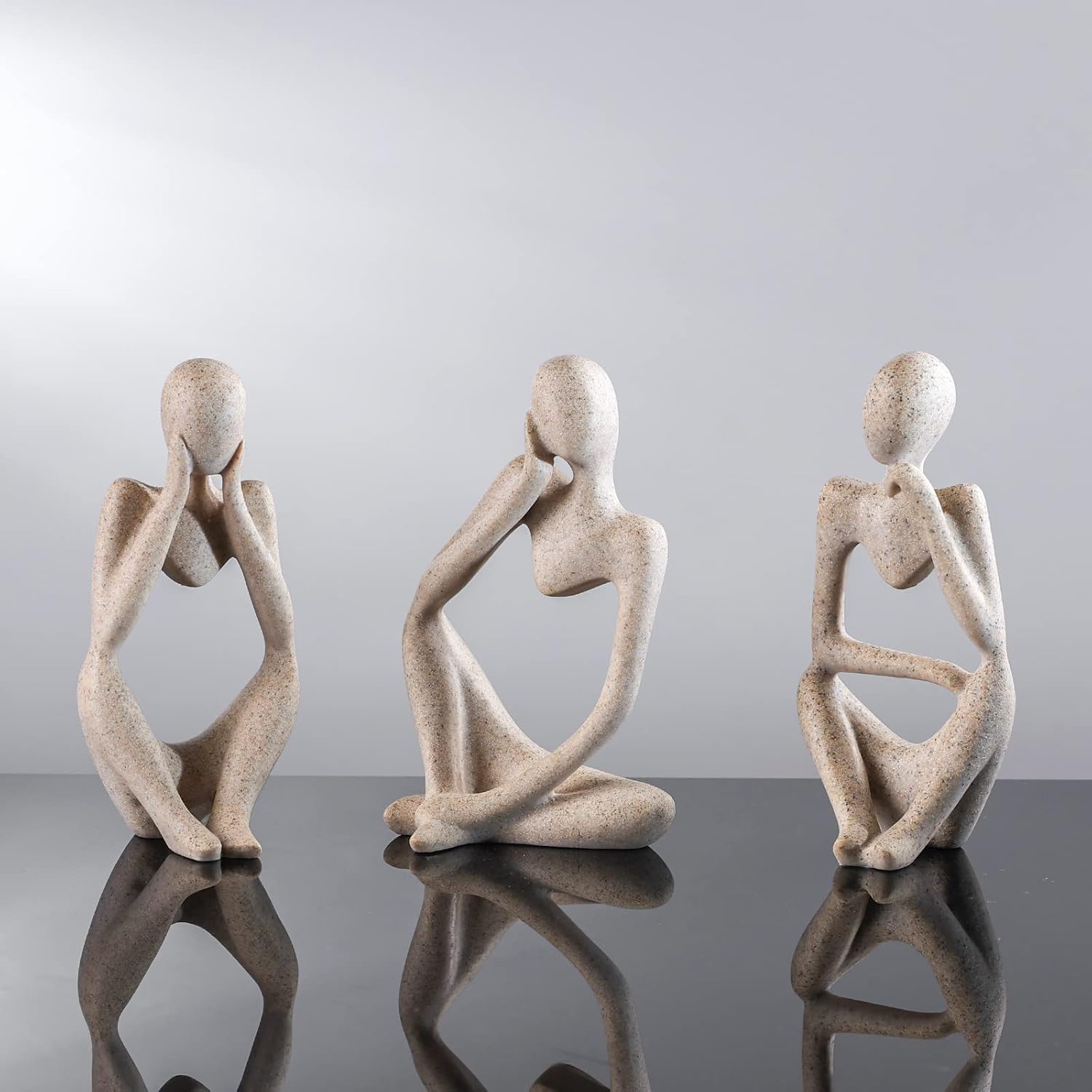 Thinker Statue Abstract Art Gold Resin Sculpture