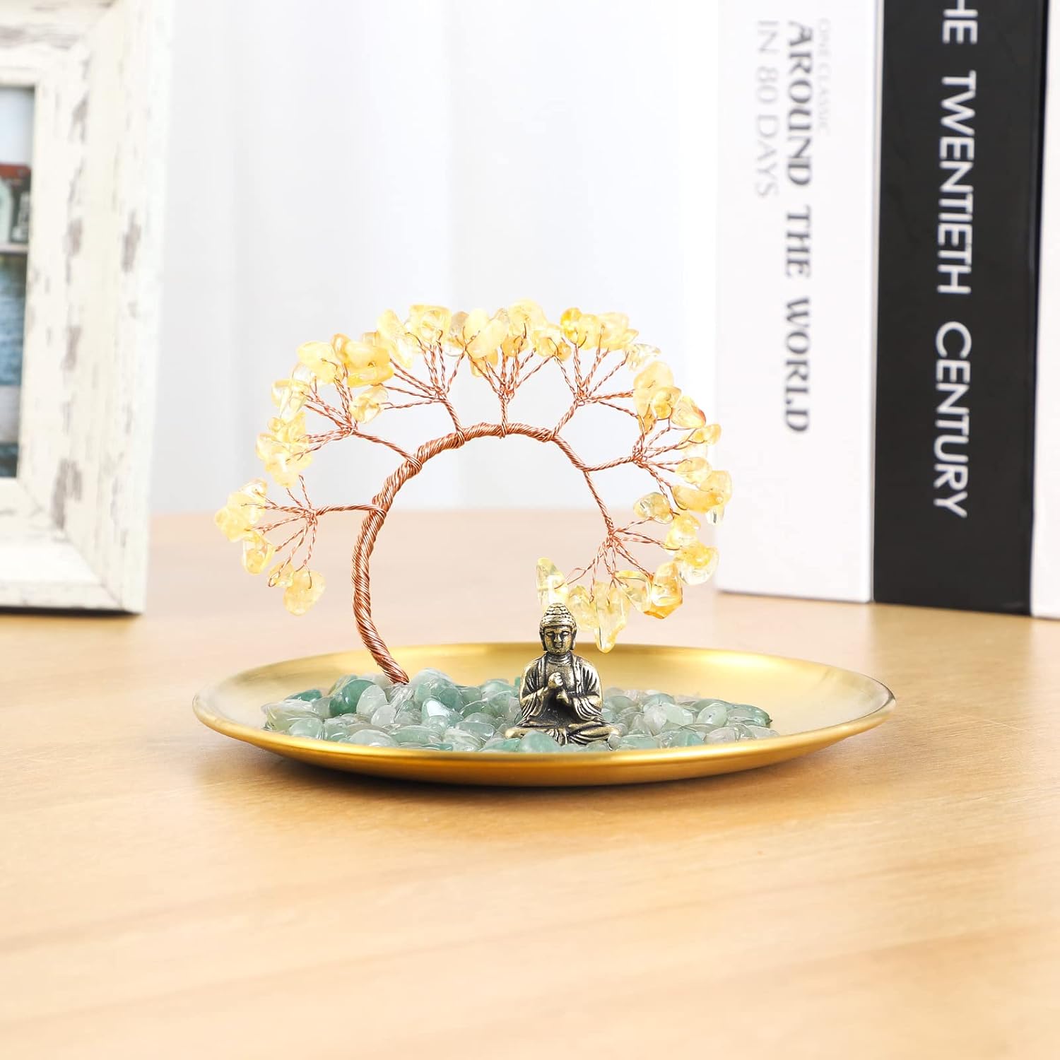 Citrine Crystal Tree Buddha Statue for Wealth and Luck