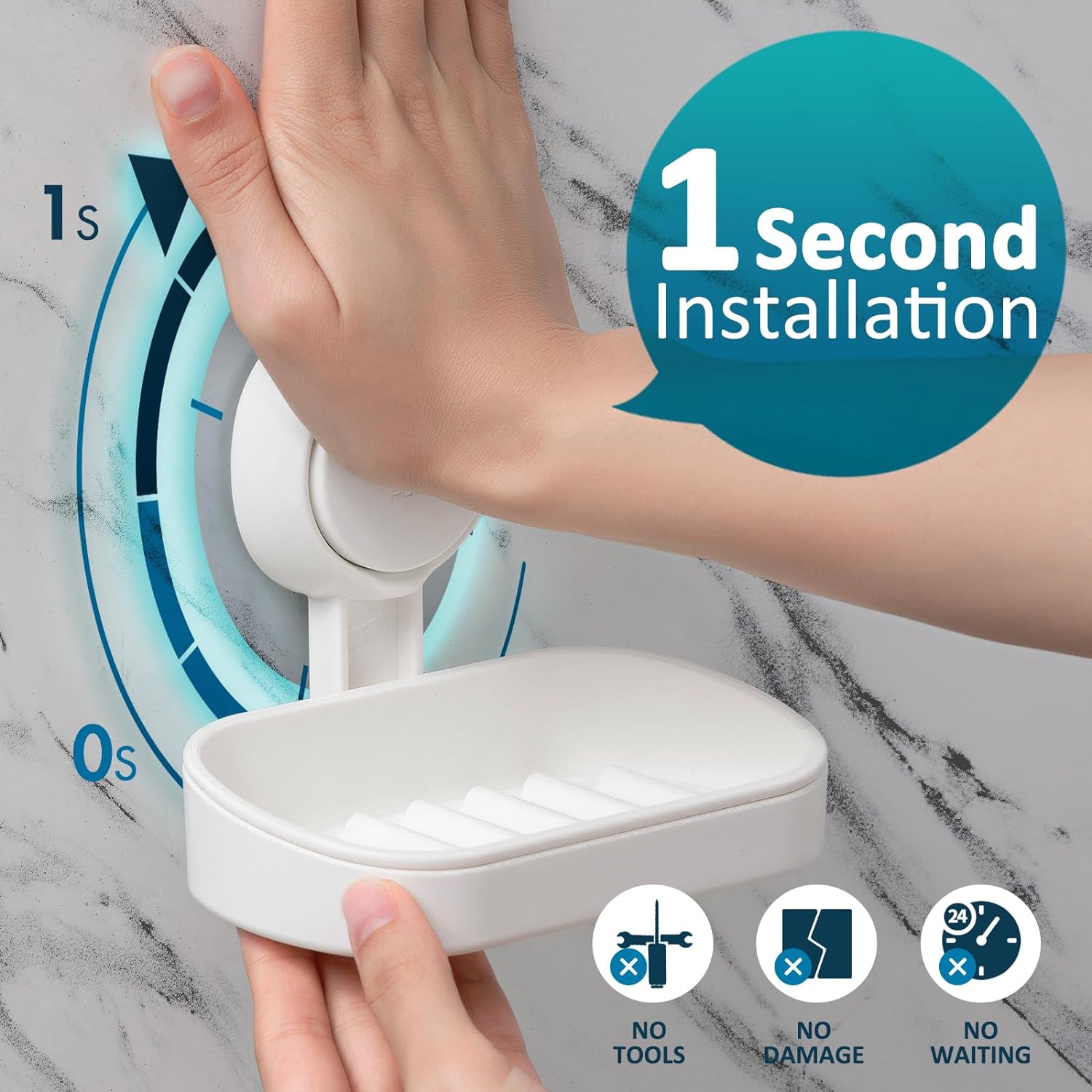 TAILI Strong Suction Soap Dish Holder for Bathroom Kitchen Shower