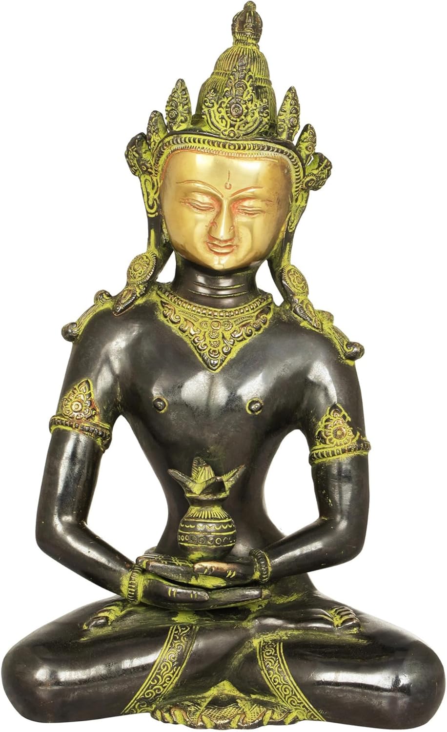 Amitabha Buddha Brass Statue - 13 Inch Religious Meditation Figurine
