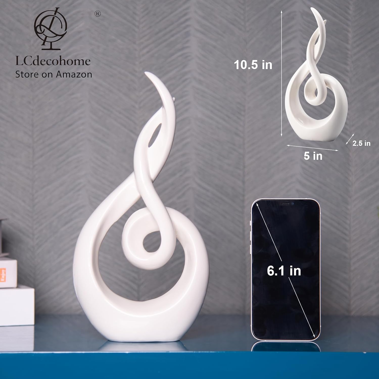 Modern Abstract Ceramic Statue - 5x25x105 Inch Home Dcor Sculpture