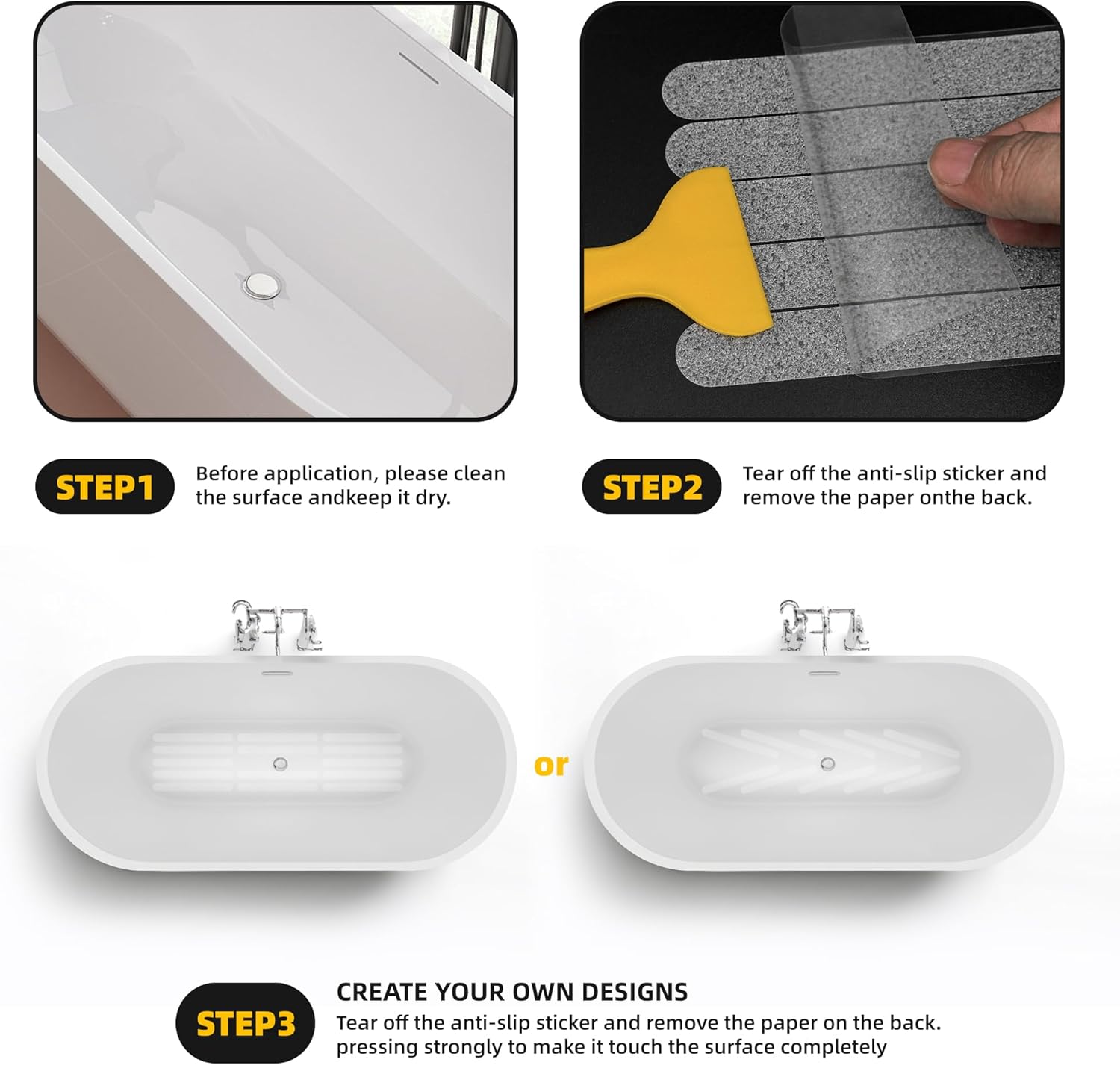 SANKEMU Transparent Non-Slip Bathtub Stickers 20PCS with Scraper