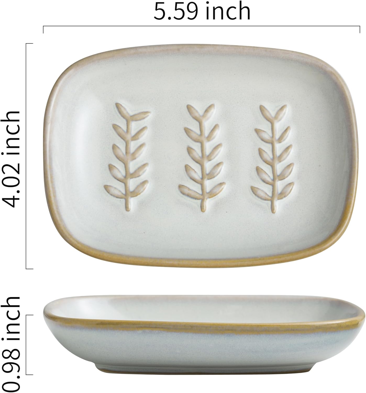 Miamolo Ceramic Soap Dish Holder 1-2 Bars Non-Slip Easy to Clean