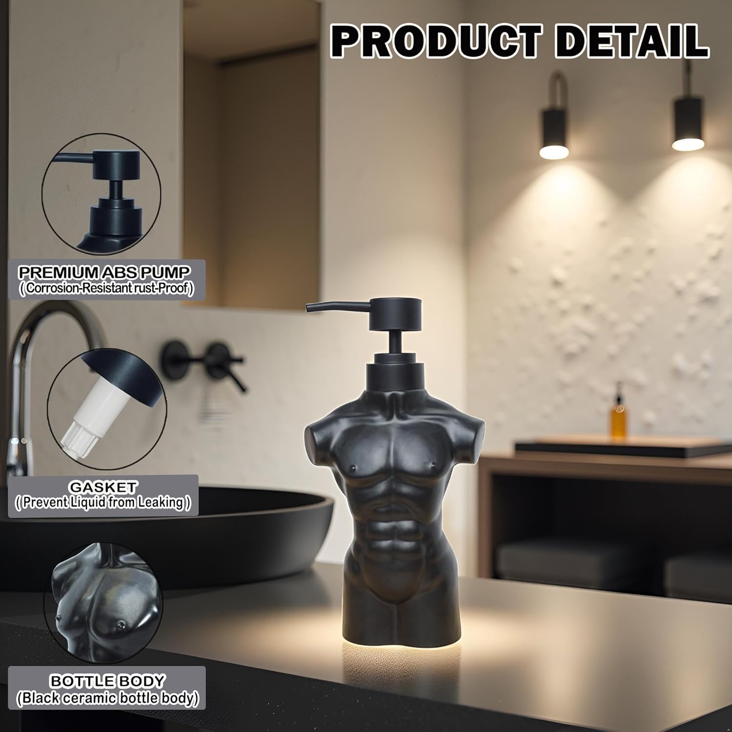 CAAHANJIA Ceramic Boy Soap Dispenser Set 1