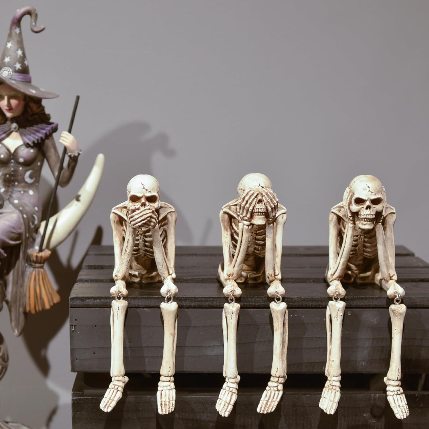 Newman House Studio No-Evil Skeleton Statues Set of 3