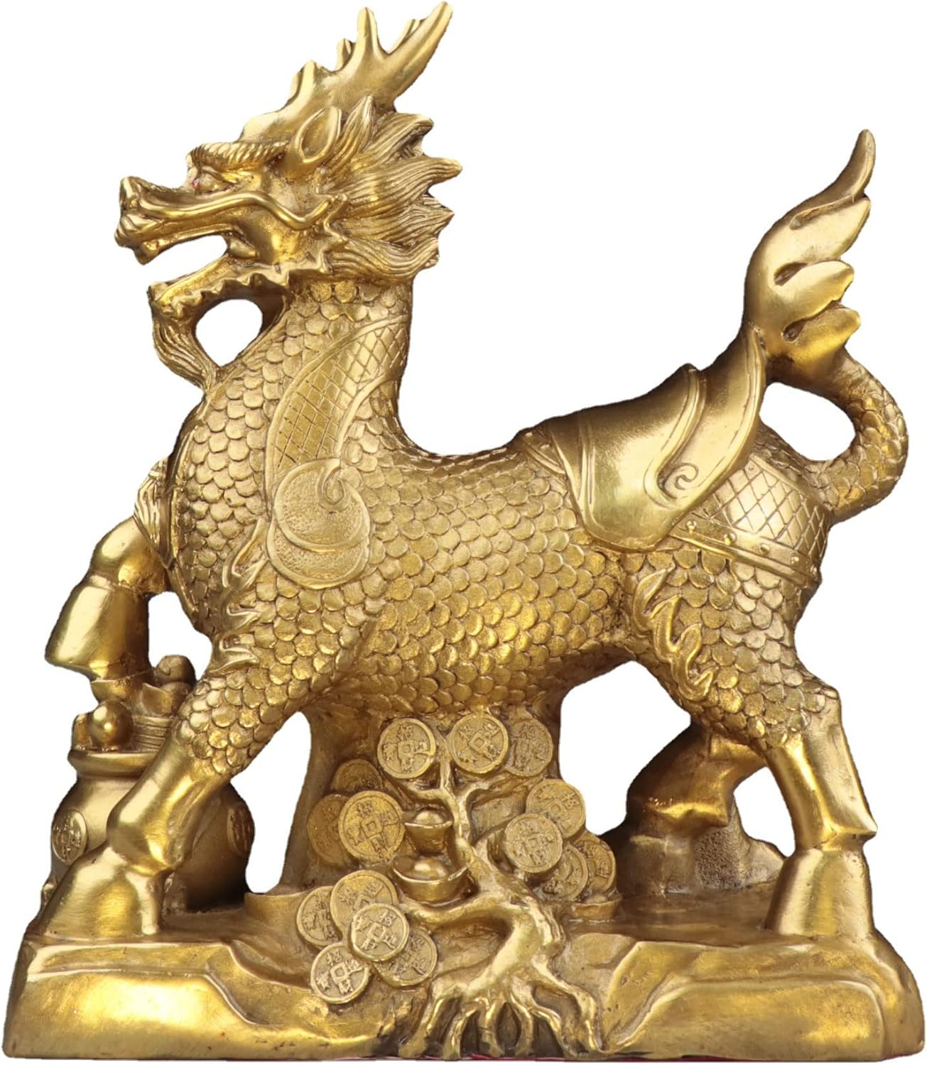 Usoway Office Copper Statues Money Tree and Qilin