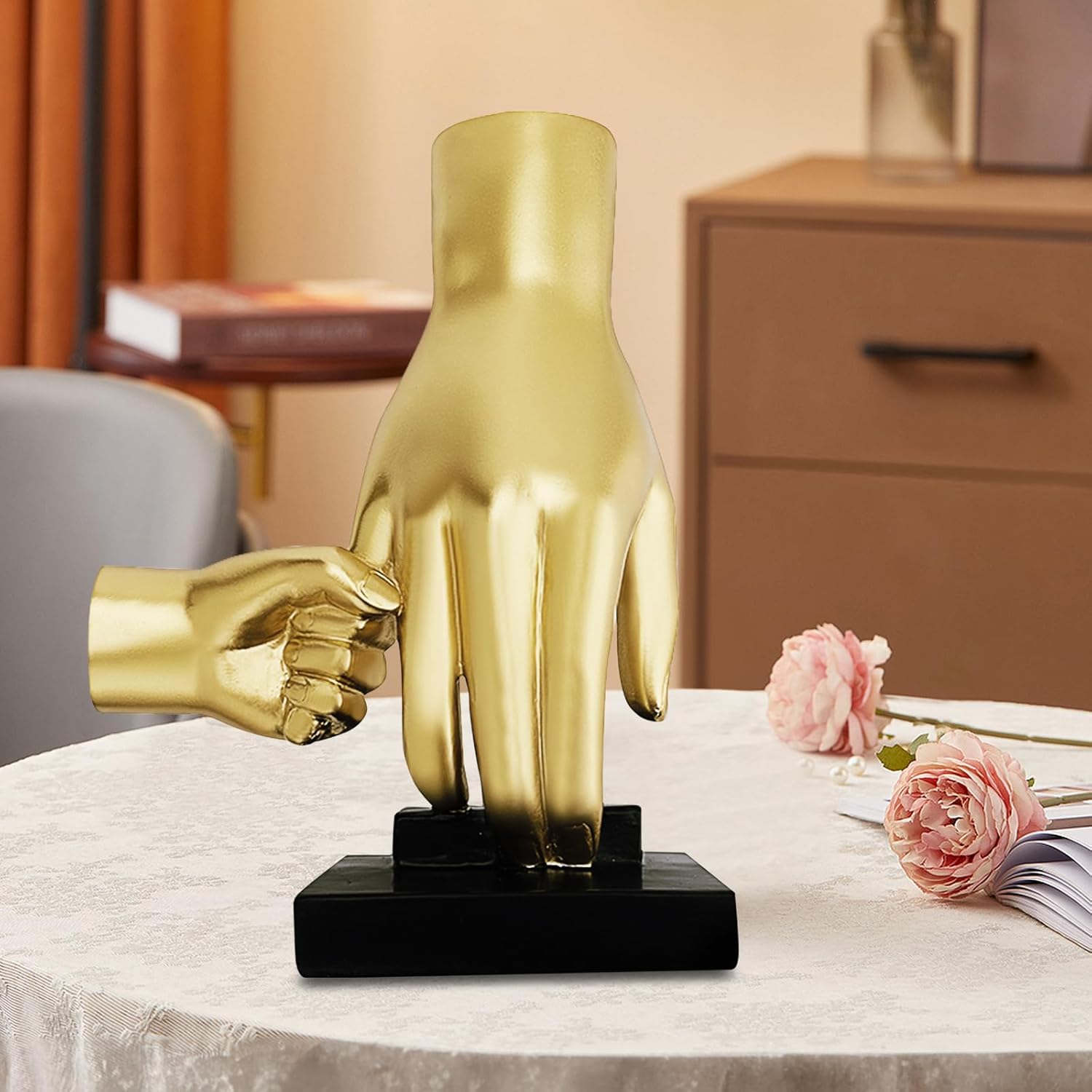 Gold Hands Sculpture Statues Modern Home Decor