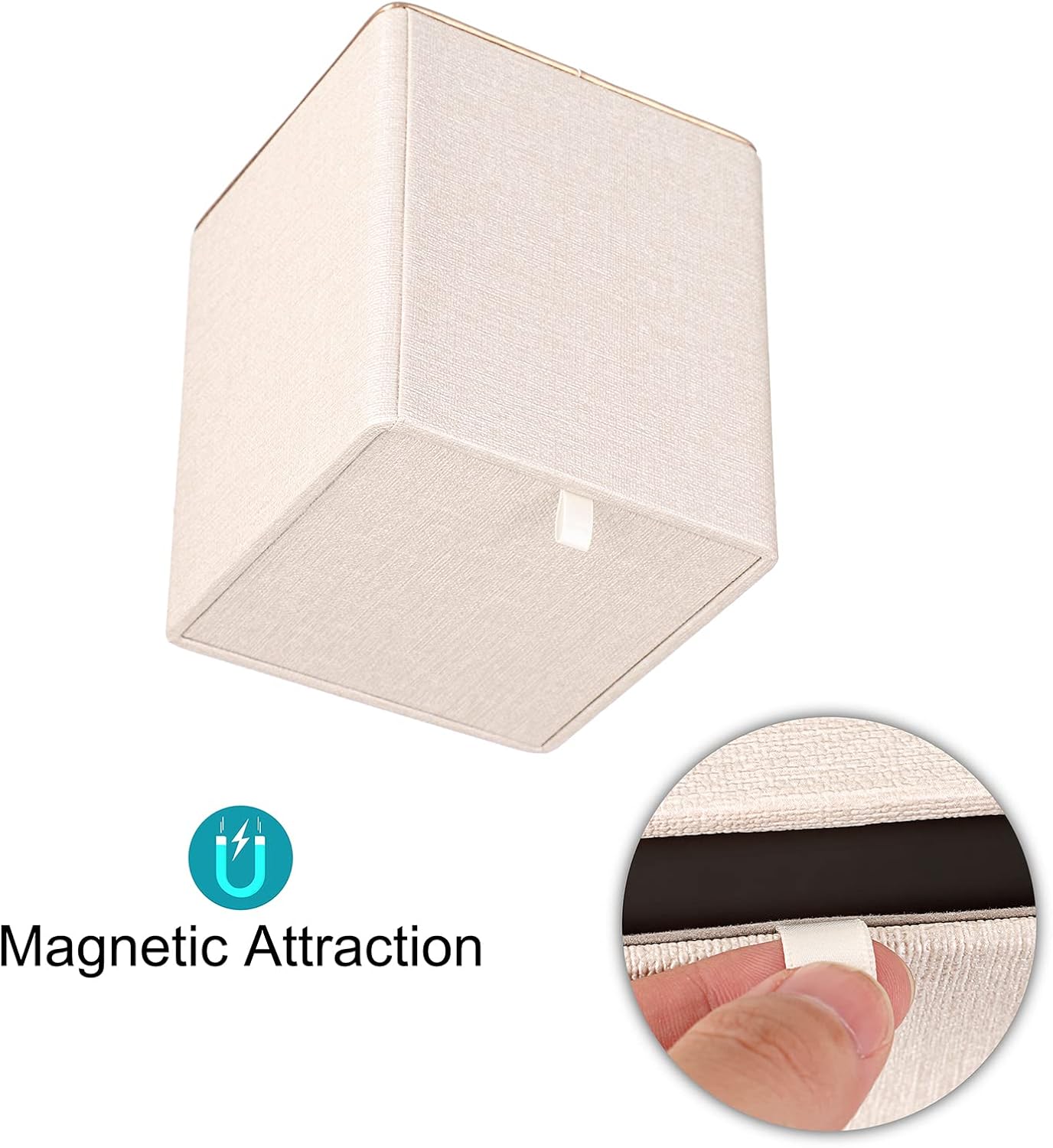 Sumnacon Square Linen Tissue Box Cover - Magnetic Bottom Beige