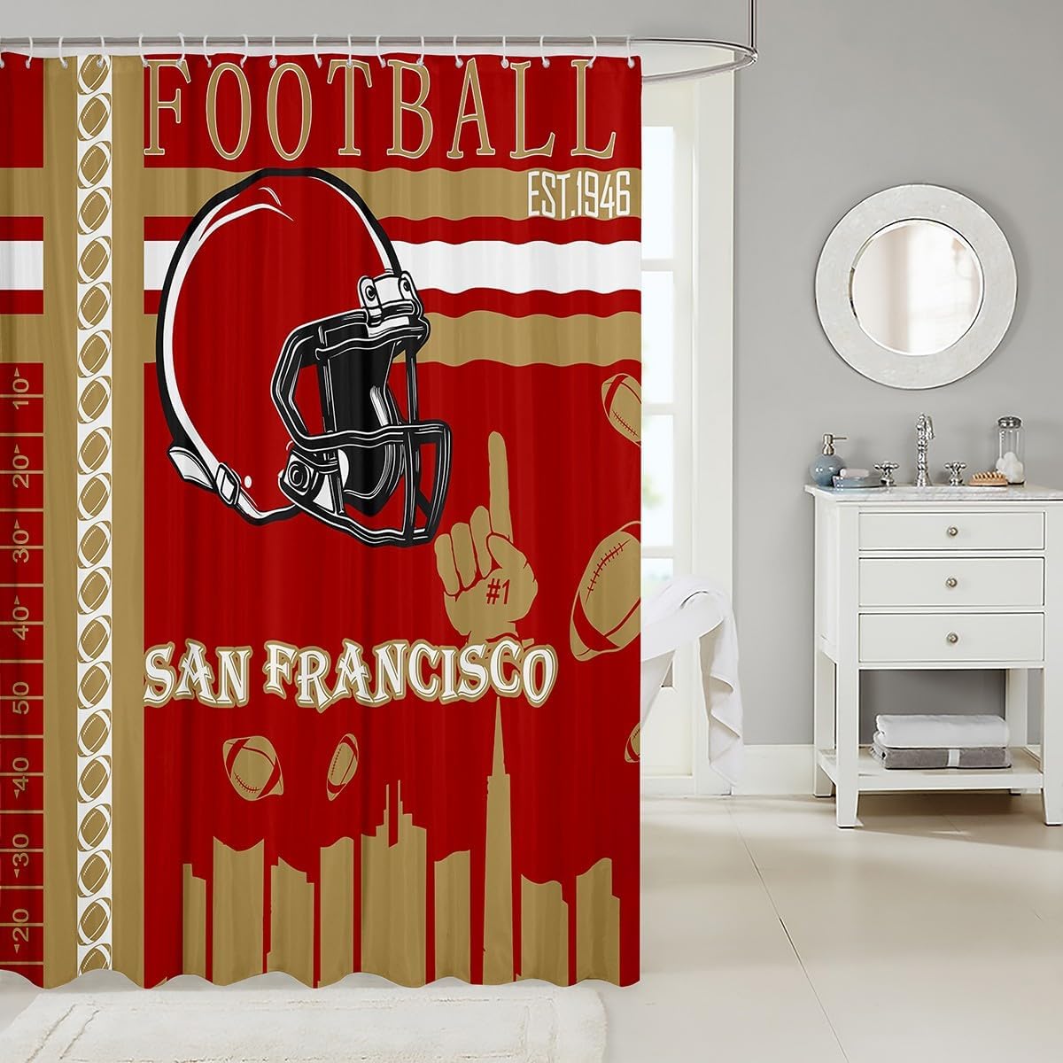 Feelyou Football Football Theme Shower Curtain Set 72x84