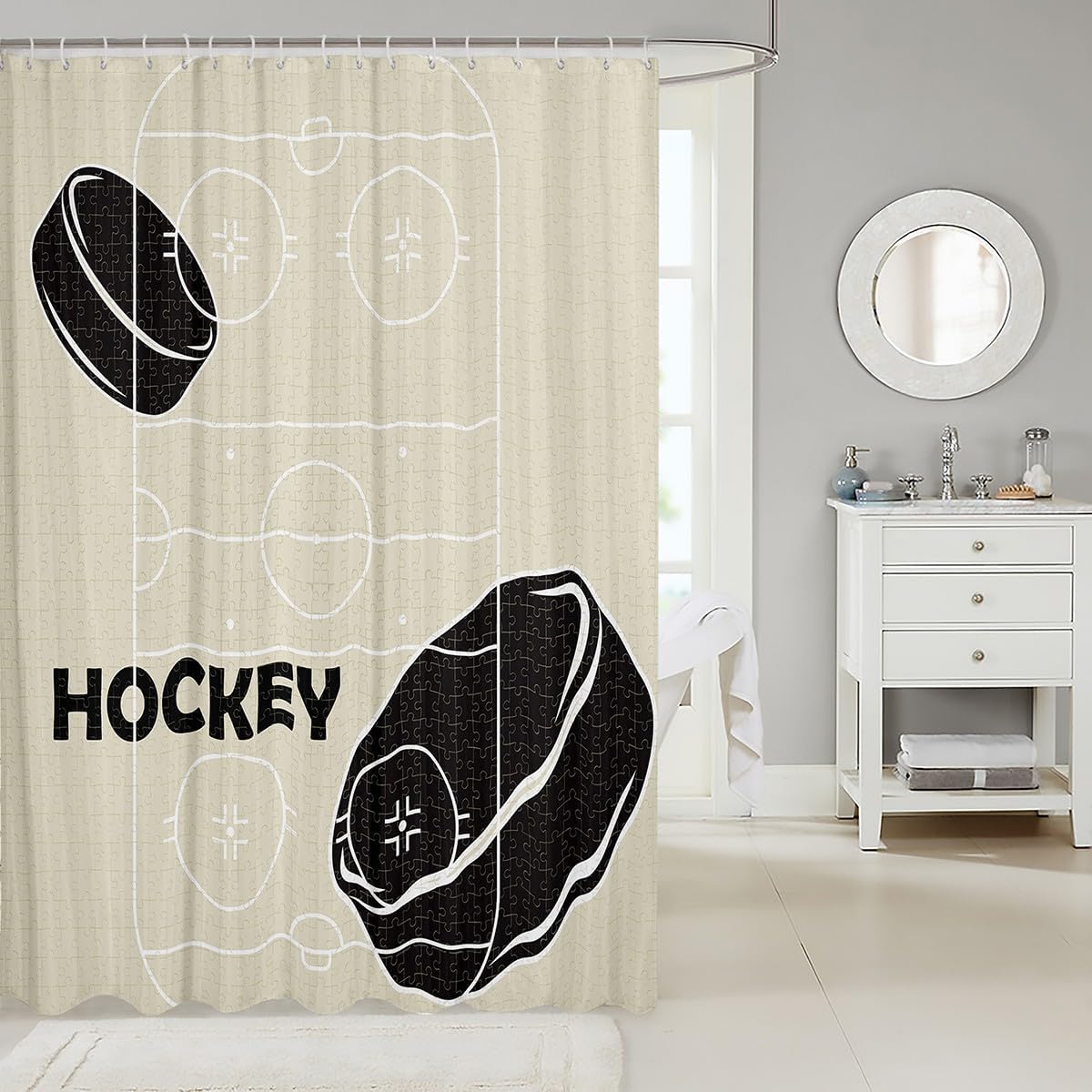 Feelyou Ice Hockey Shower Curtain Set 72x78 1