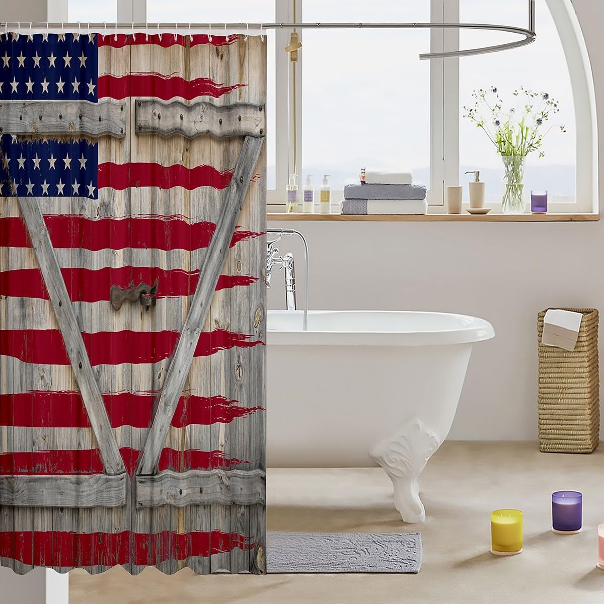 Feelyou Rustic Wood Barn Shower Curtain Set 78x72