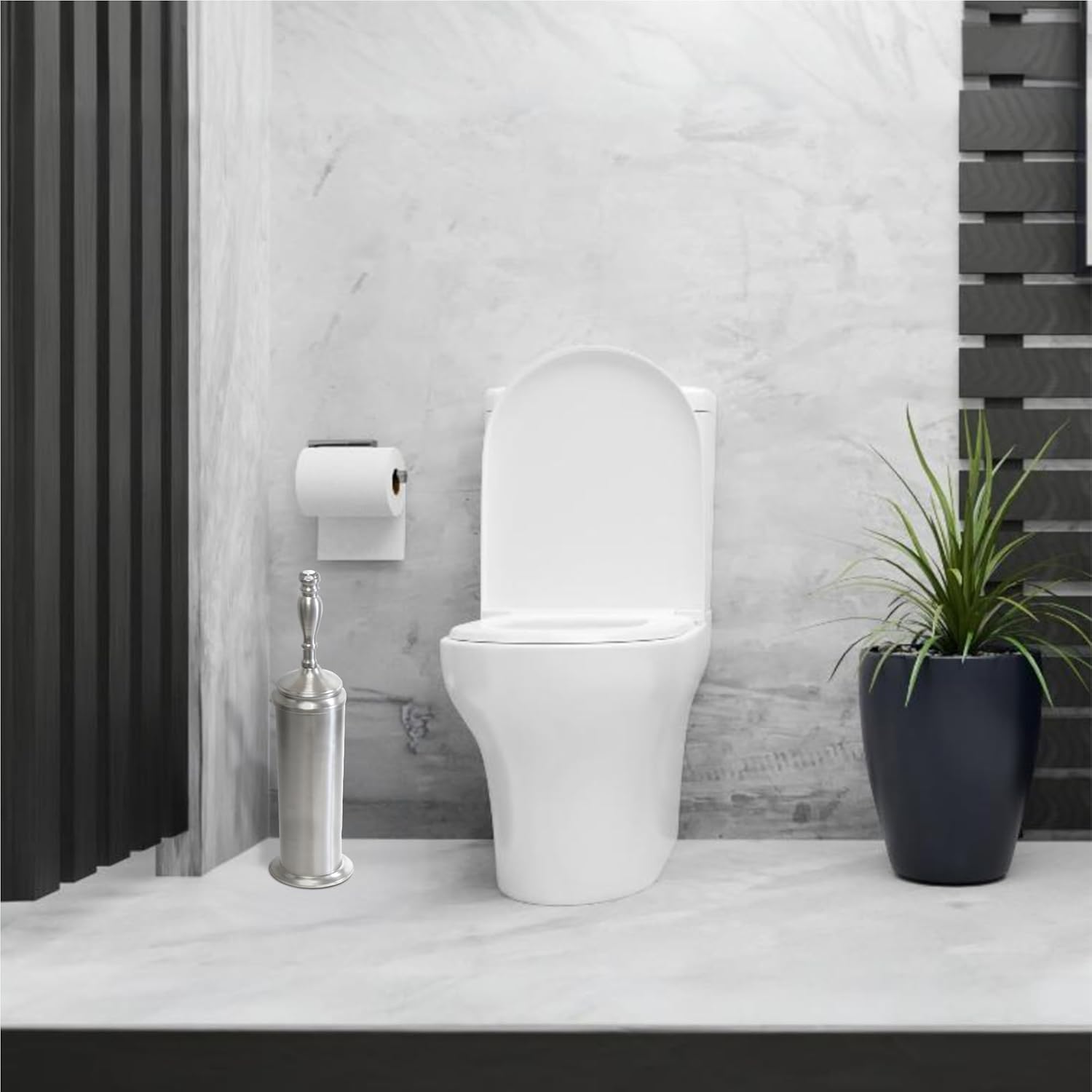 Splash Home Buena Toilet Brush with Chrome Holder 1