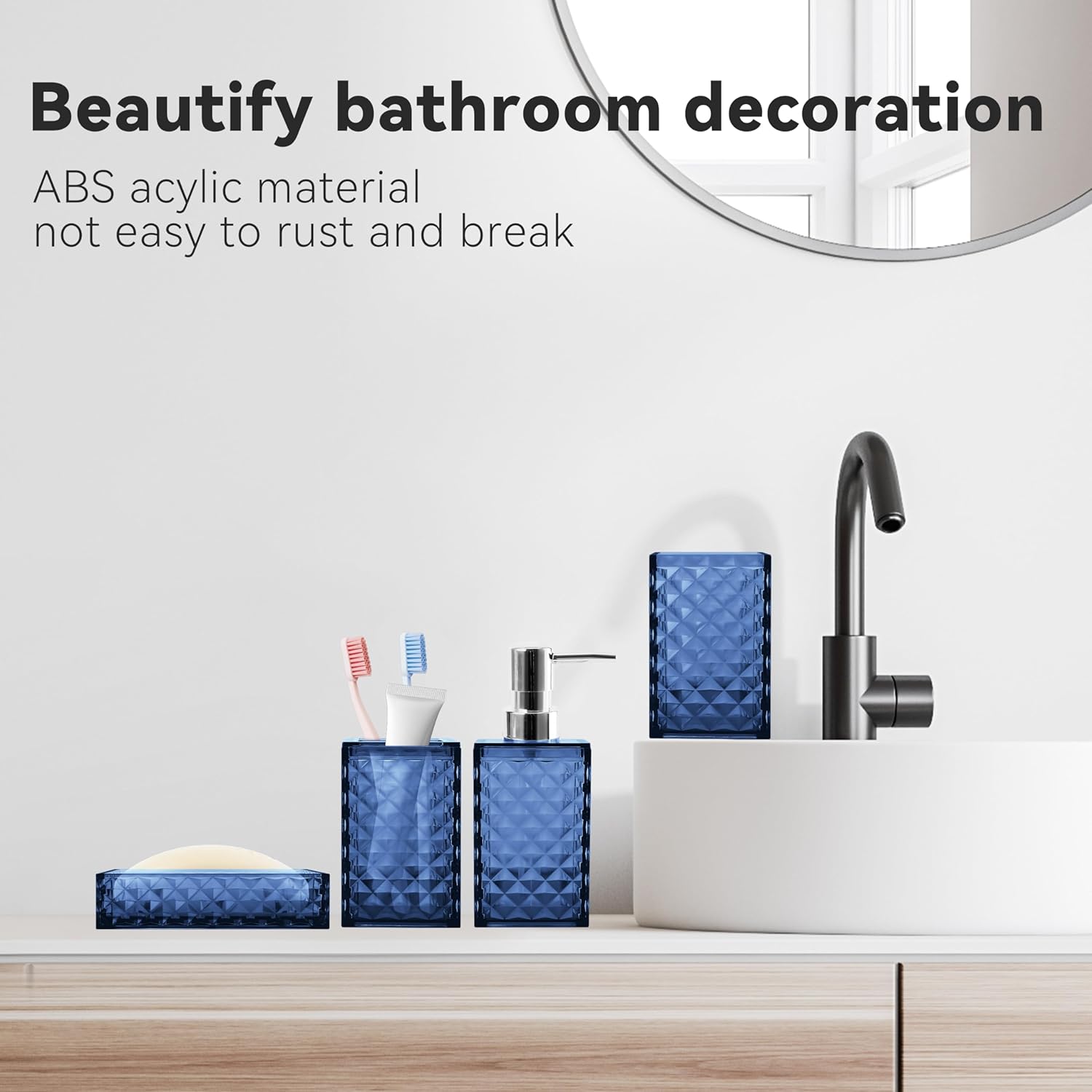 Seeatoo 4PCS Blue Bathroom Accessory Set