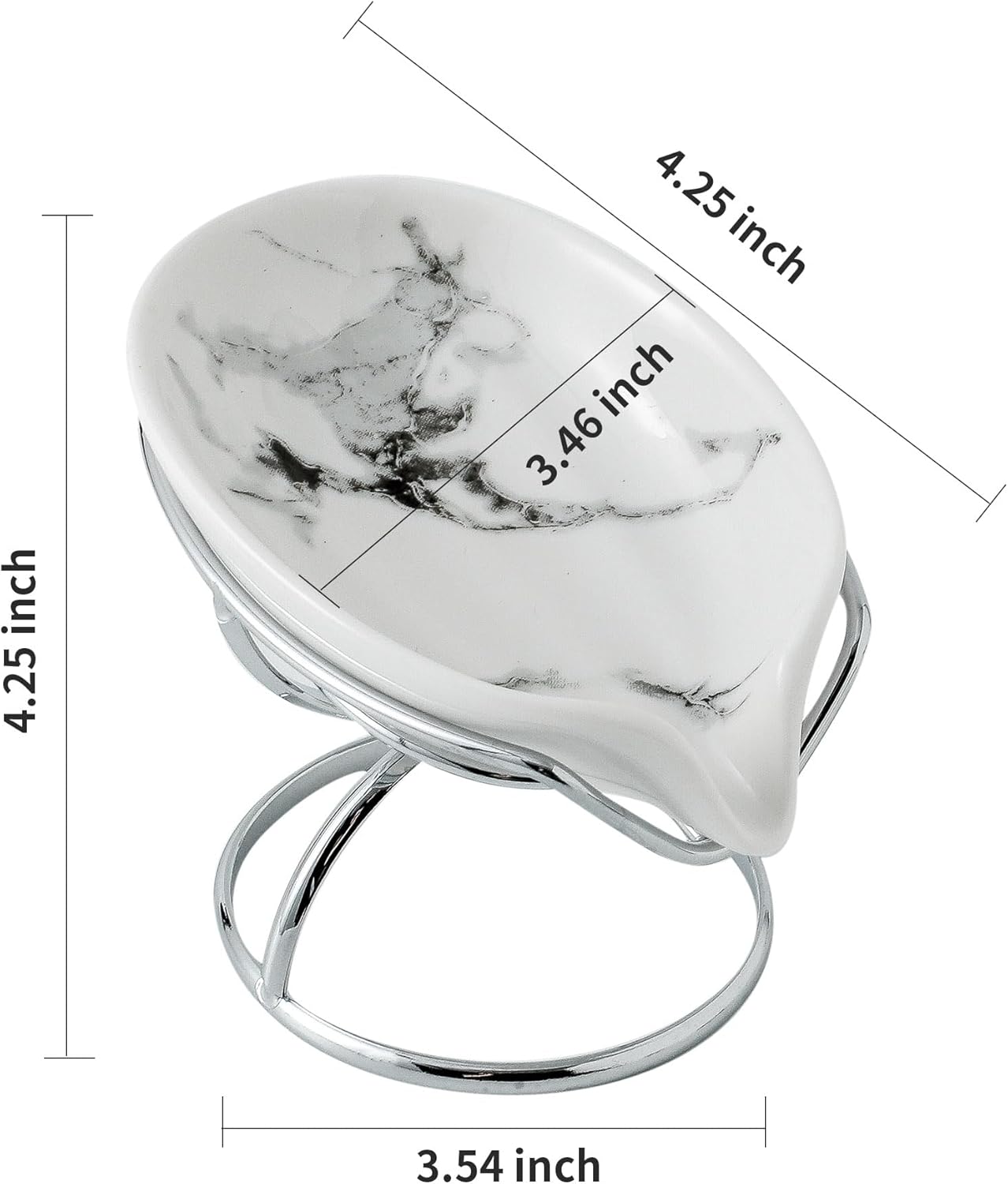 Leaf-Shaped Ceramic Soap Dish with Drain Stainless Steel Stand