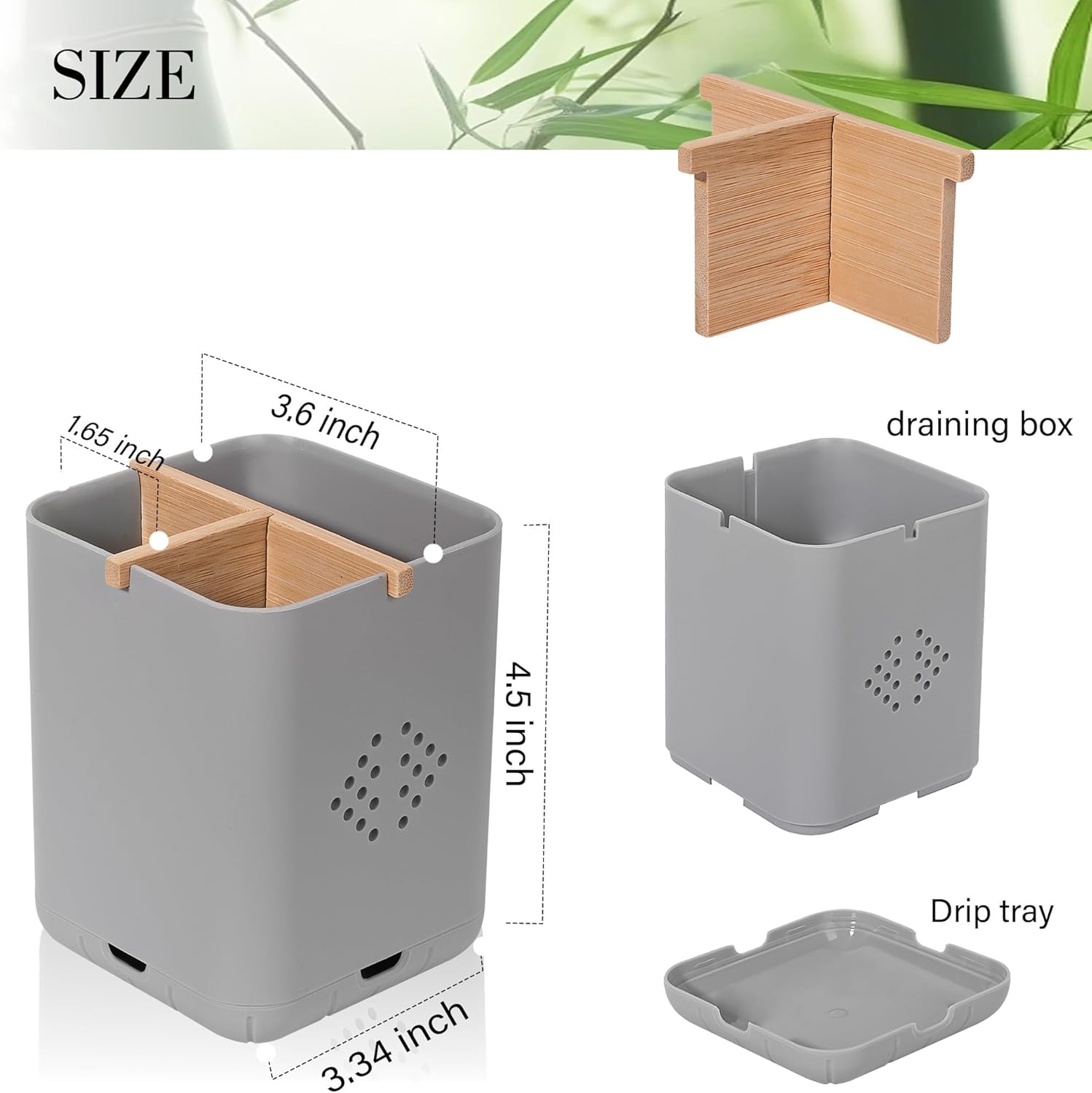 Durable Toothbrush Holder with 3 Slots Grey