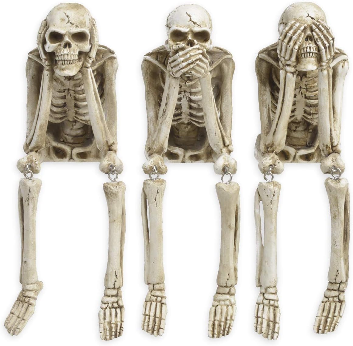Newman House Studio No-Evil Skeleton Statues Set of 3