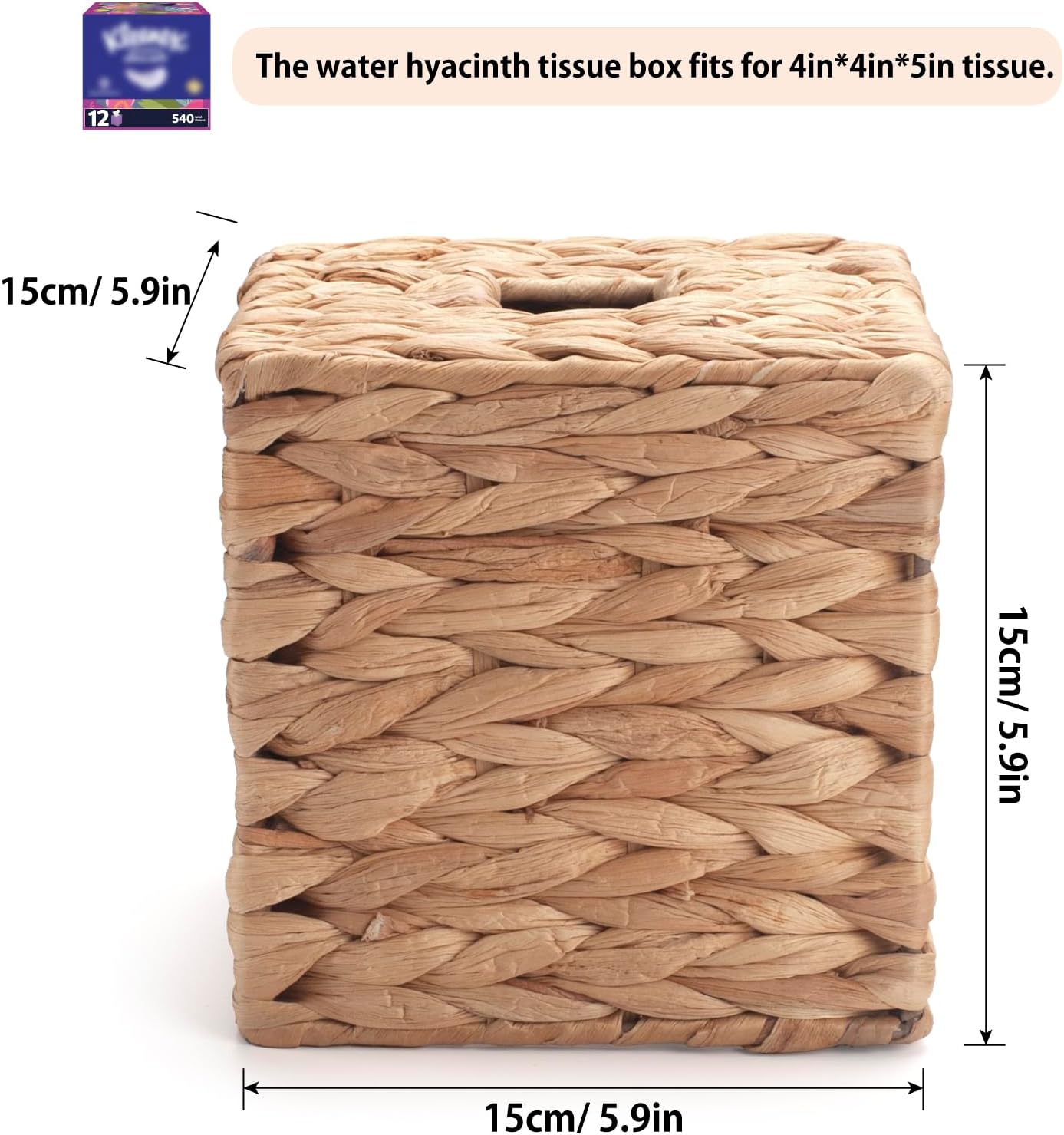 YANGQIHOME Rattan Tissue Box Cover - Boho Decorative Holder