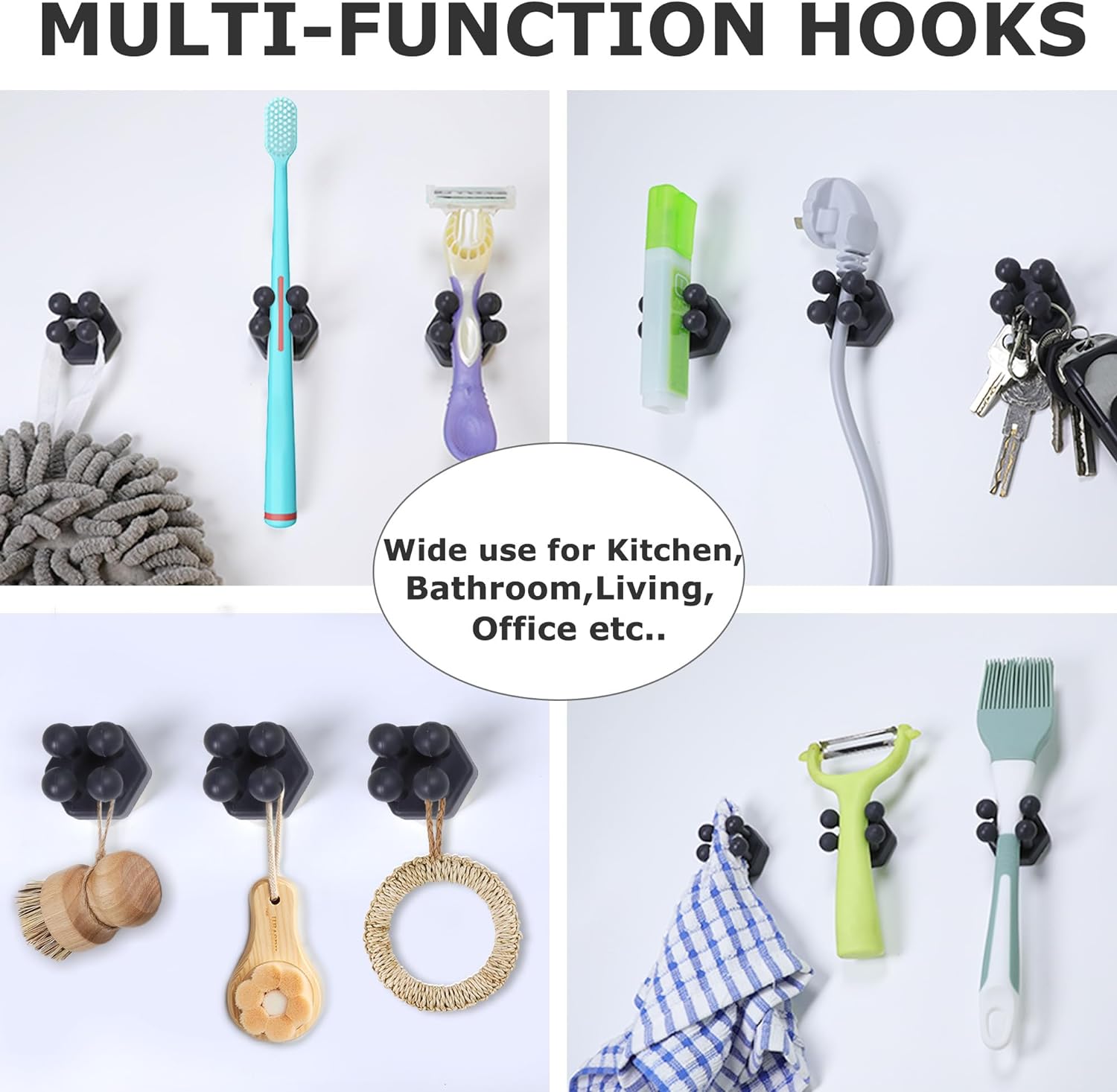 XoYoZo Multi-Function Silicone Hooks for Bathroom and Kitchen