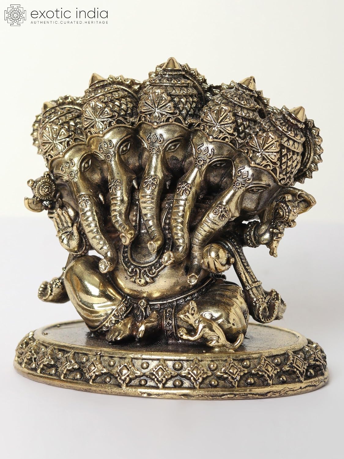 Small Superfine Panchamukhi Ganesha Brass Statue