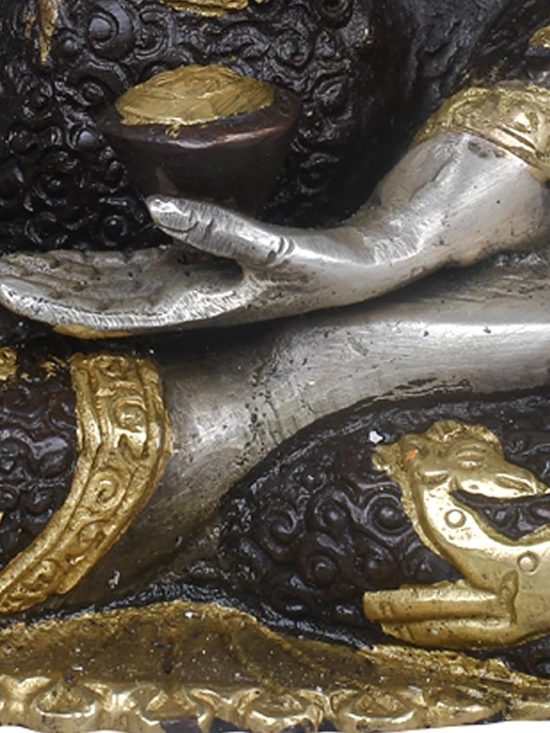 Brass Buddha Touching Earth Statue 8 Inch