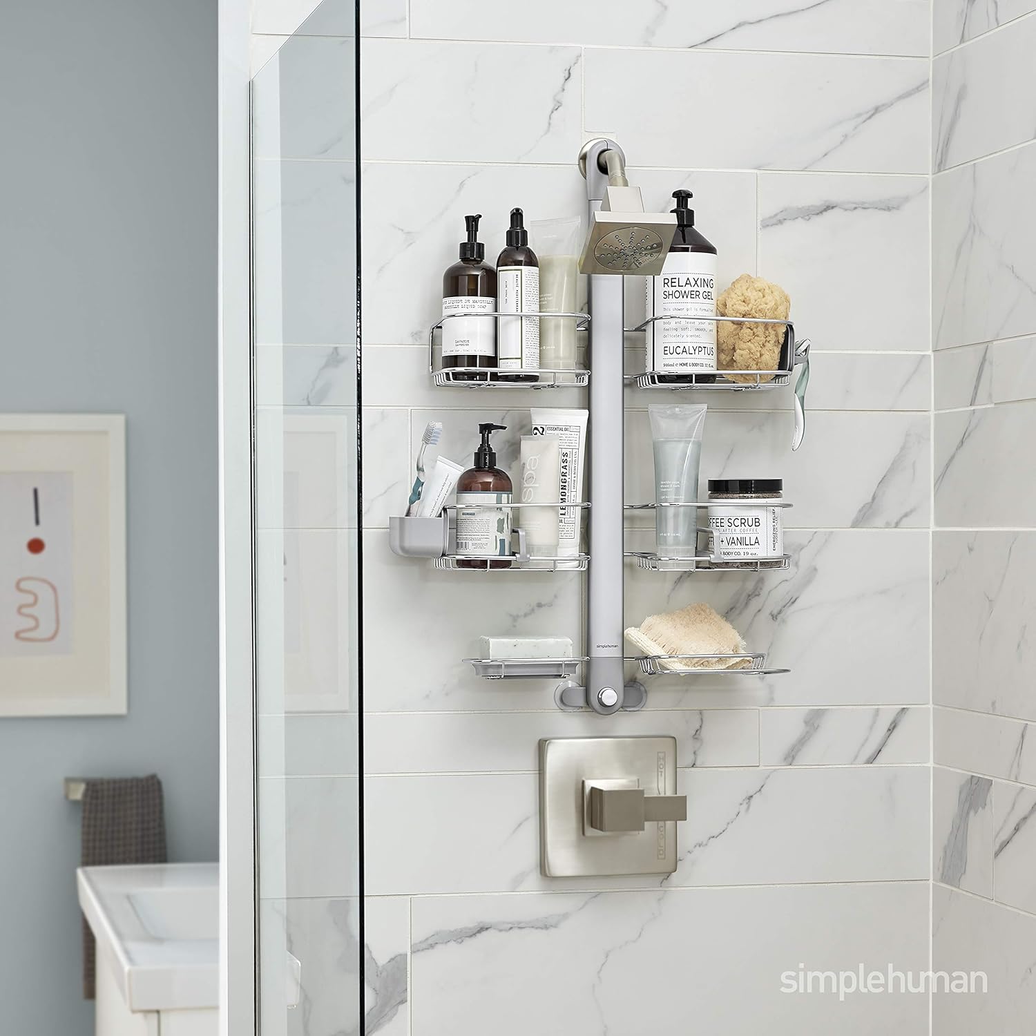 Simplehuman Adjustable Shower Caddy XL with Rust-Proof Design
