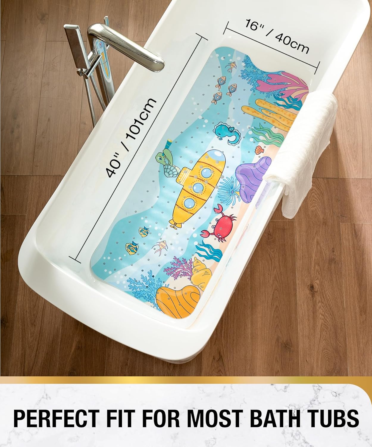 HITSLAM Baby Bath Mat with Suction Cups and Drain Holes