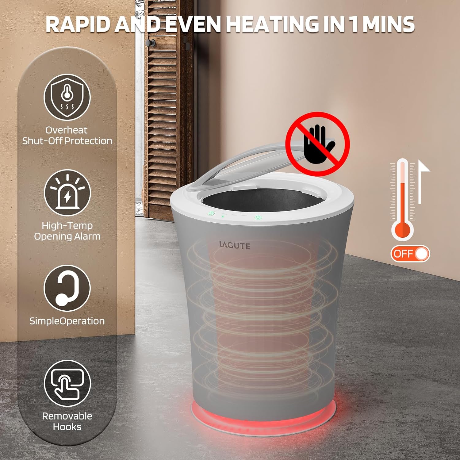 Lagute iSnug Towel Warmer with 3-Level Timer and RGB Light