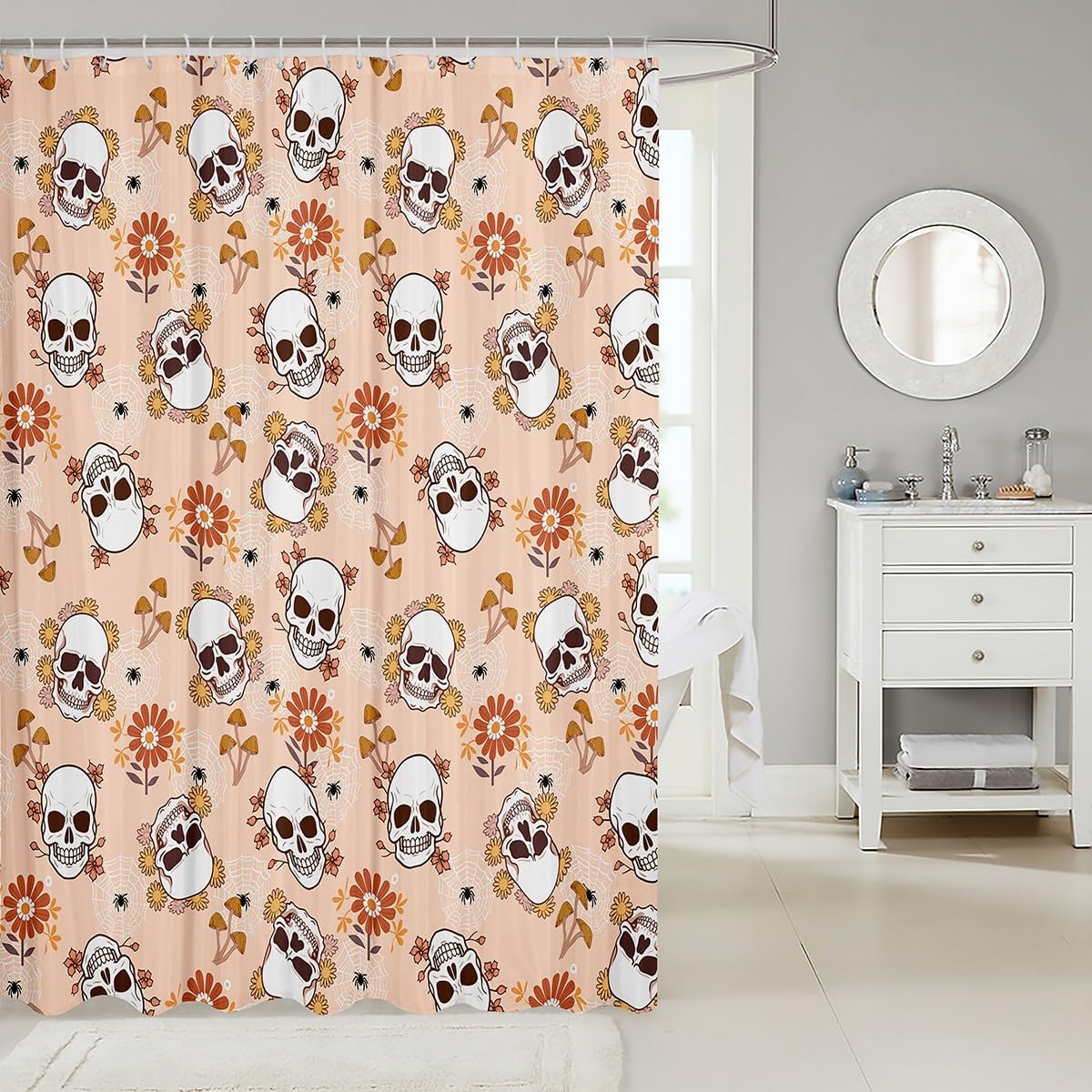 Feelyou Halloween Shower Curtain Set 72x78 Kids Spider Web