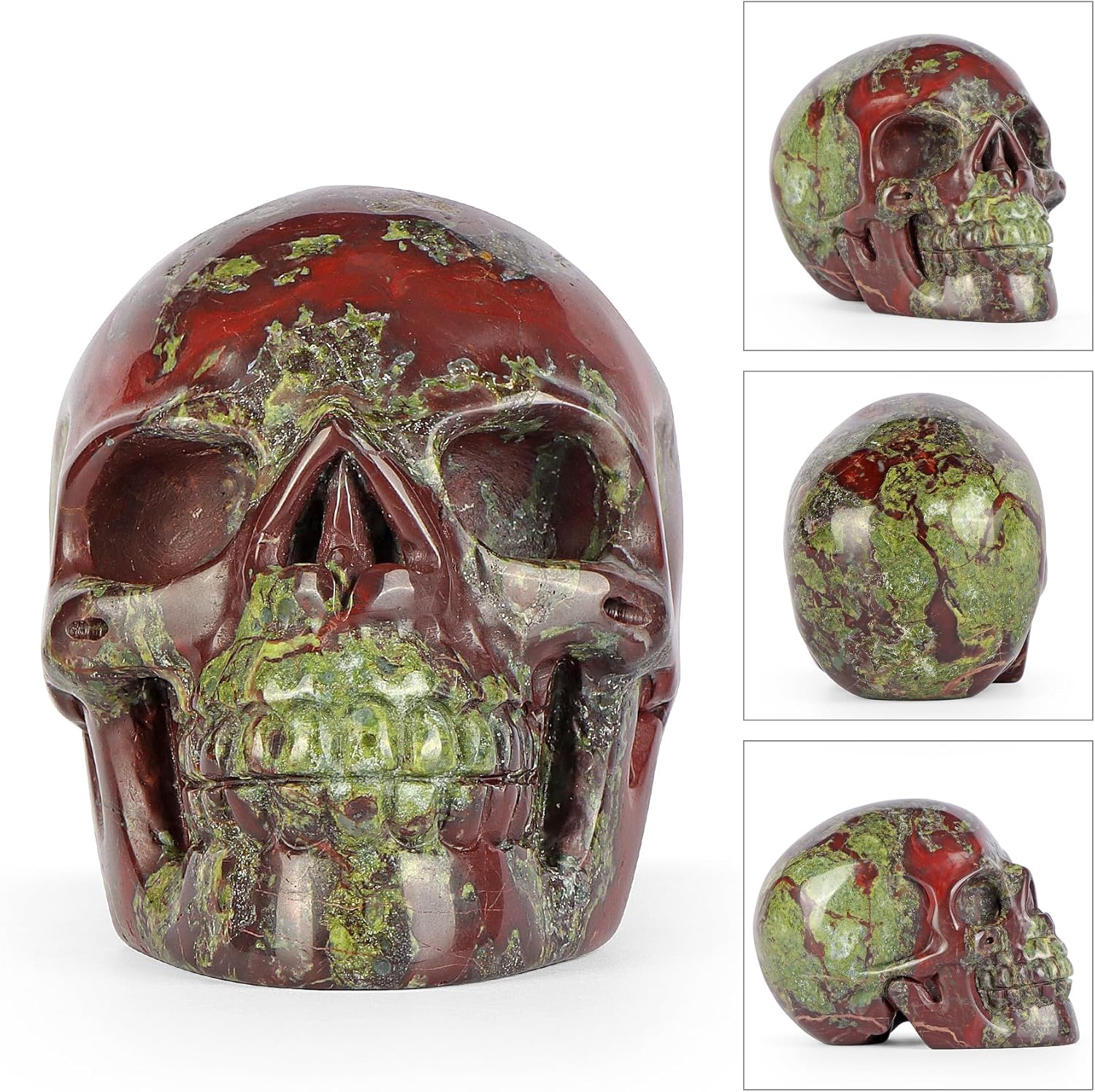 LEADGEM 30 Crystal Dragon Blood Stone Skull Statue 1